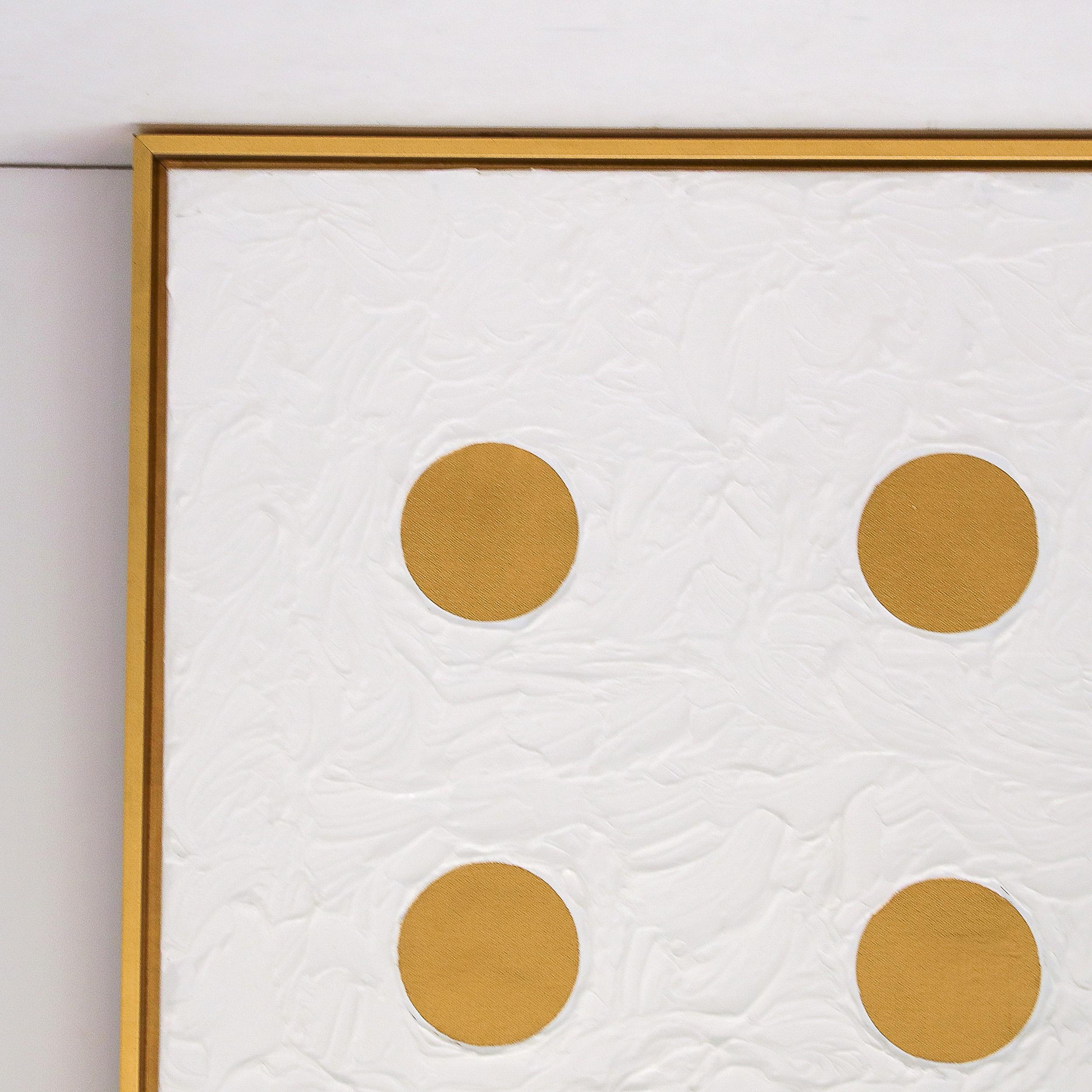 Contemporary Acryl auf Leinwand Gemälde von neun Dots in Gilt-Holz-Galerie Frame (Grau), Abstract Painting, von James Marshall