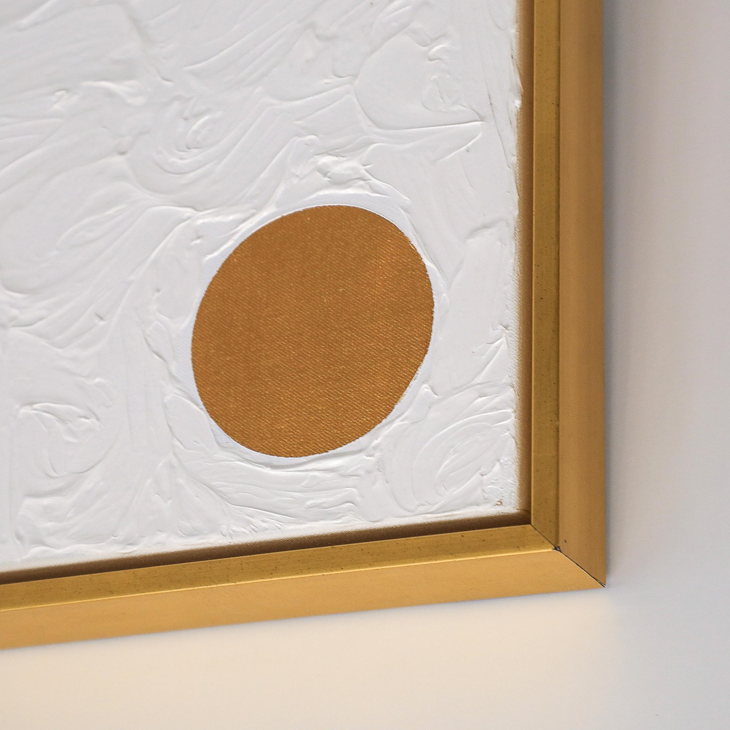 Contemporary Acryl auf Leinwand Gemälde von neun Dots in Gilt-Holz-Galerie Frame im Angebot 3