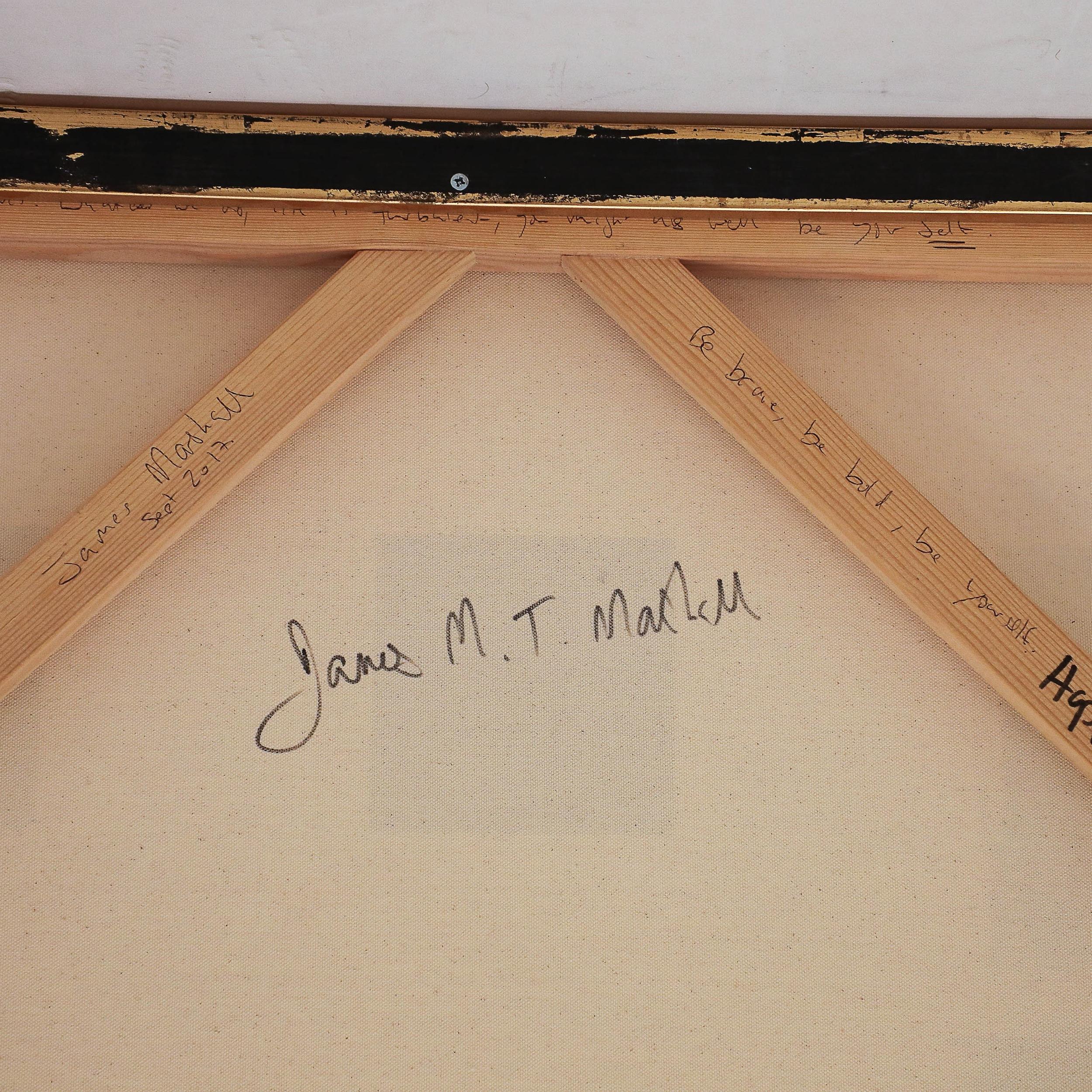 Contemporary Acryl auf Leinwand Gemälde von neun Dots in Gilt-Holz-Galerie Frame im Angebot 6
