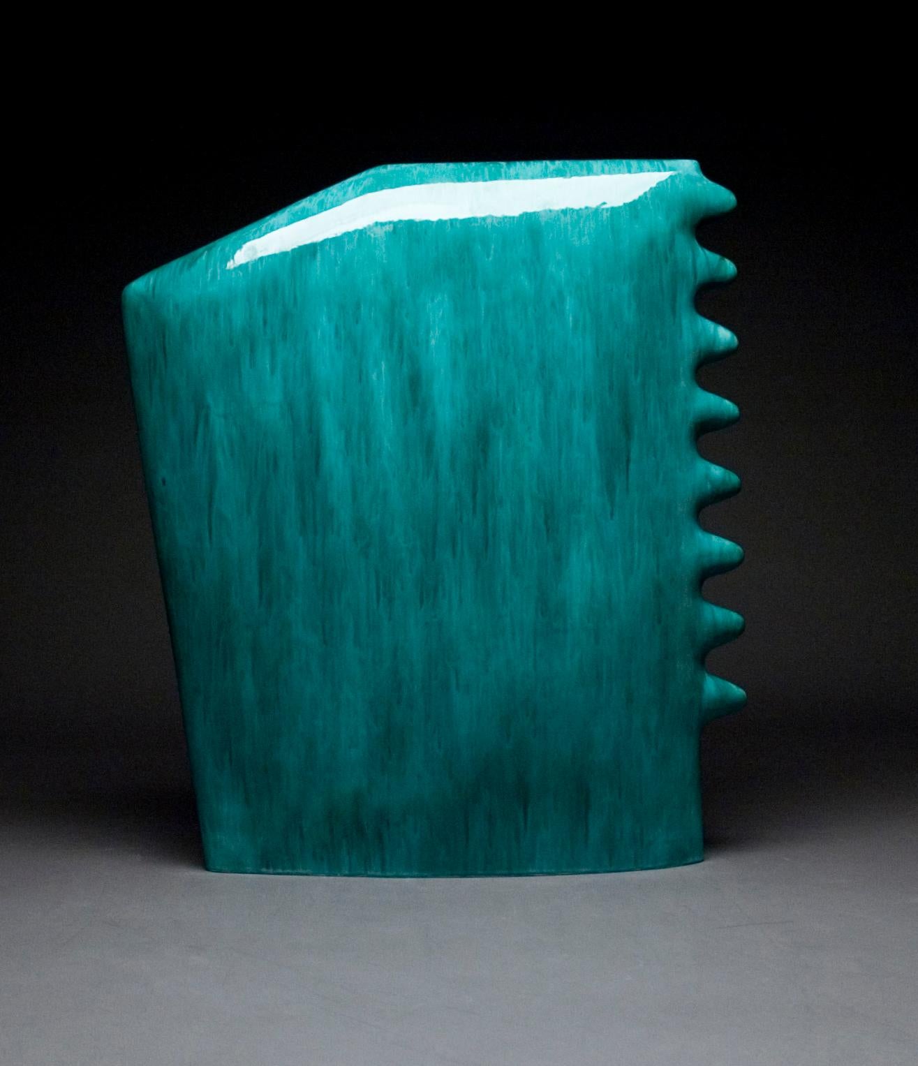 James Marshall Abstract Sculpture - "Blue 270", Minimalist Ceramic Sculpture, Glazed, Liminal Form