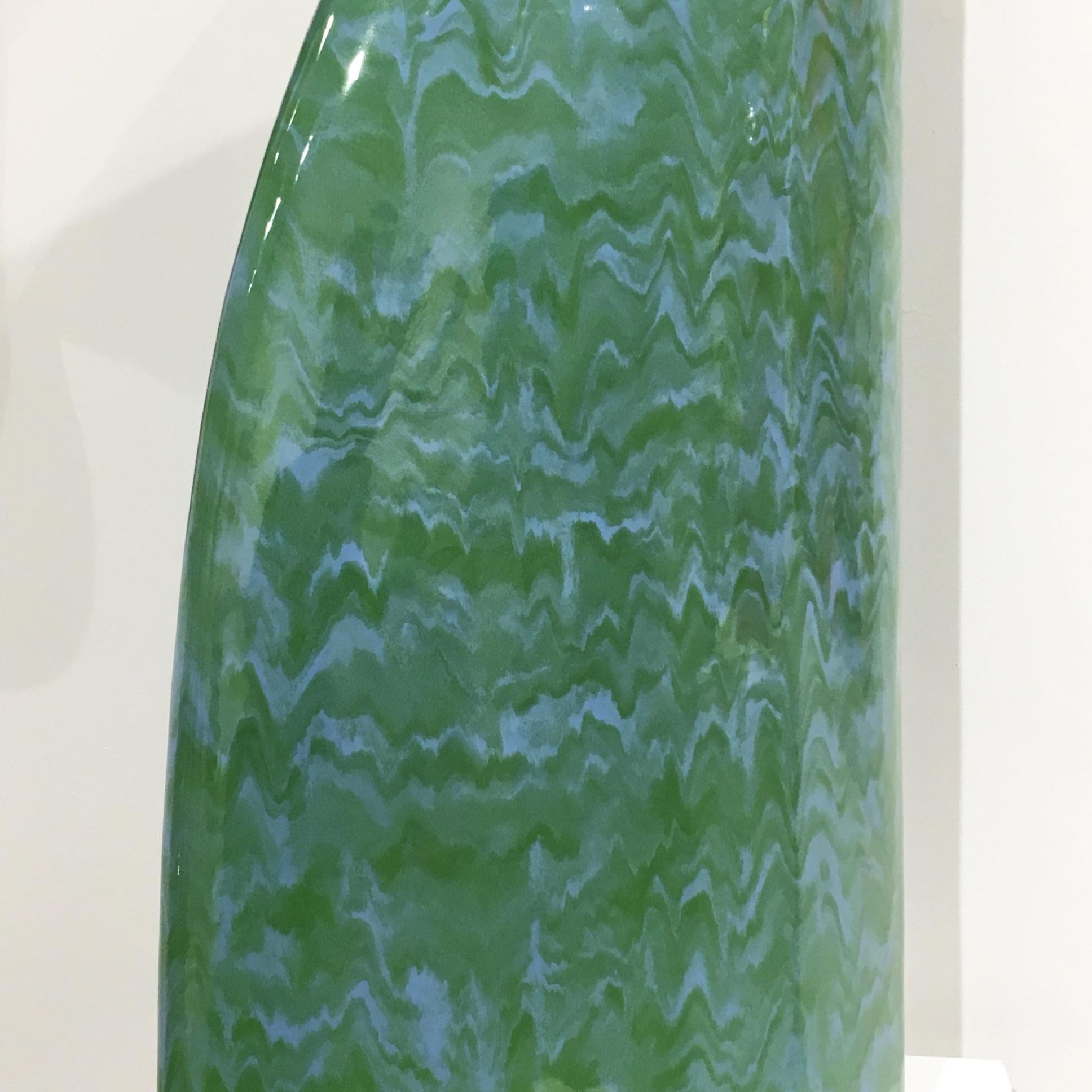 Minimalist Abstract Ceramic Sculpture with Cascading Blue and Green Glaze - Gray Abstract Sculpture by James Marshall