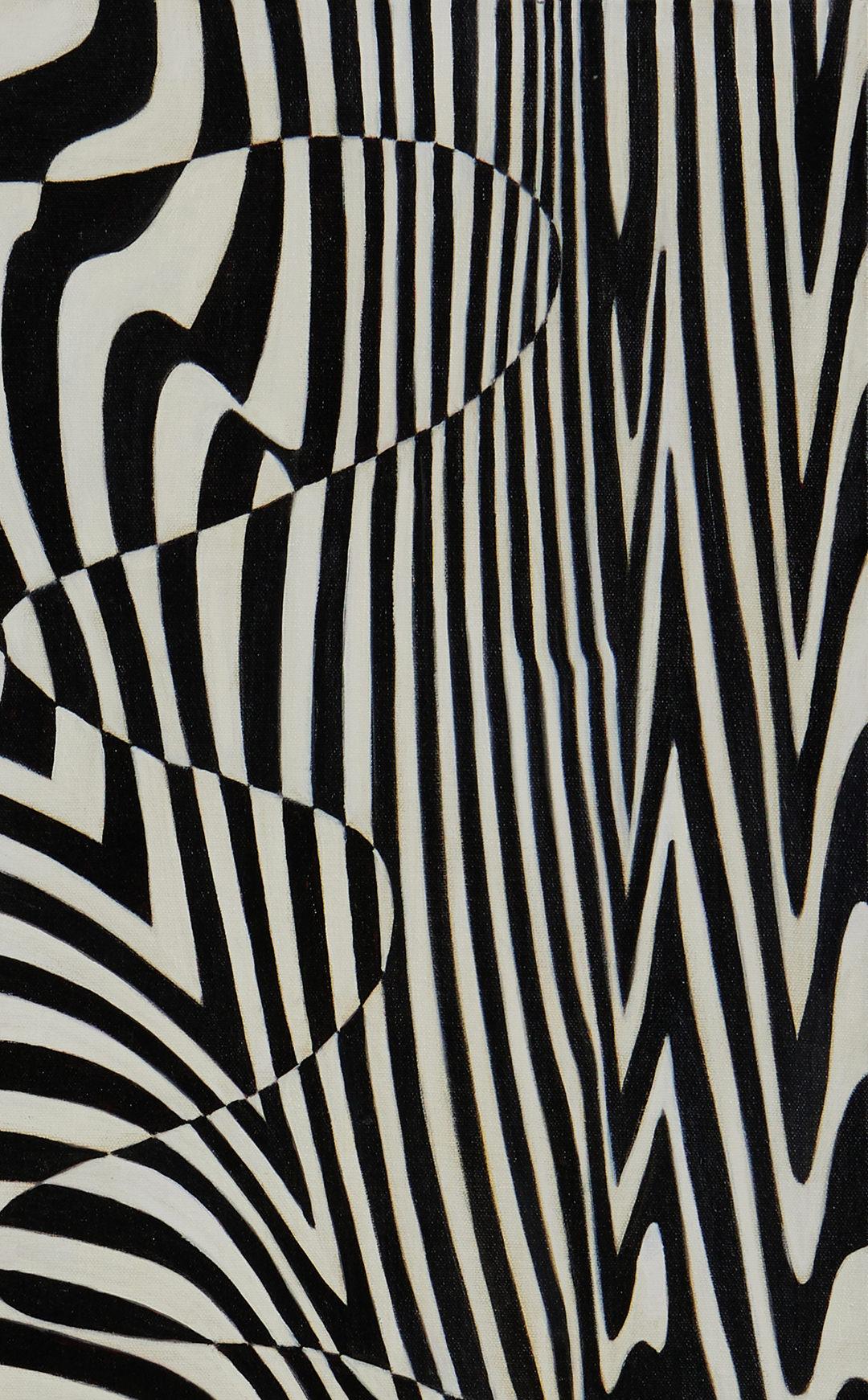 Black & White Abstract Geometrical Oil Painting, Late 20th Century Ohio Artist For Sale 1