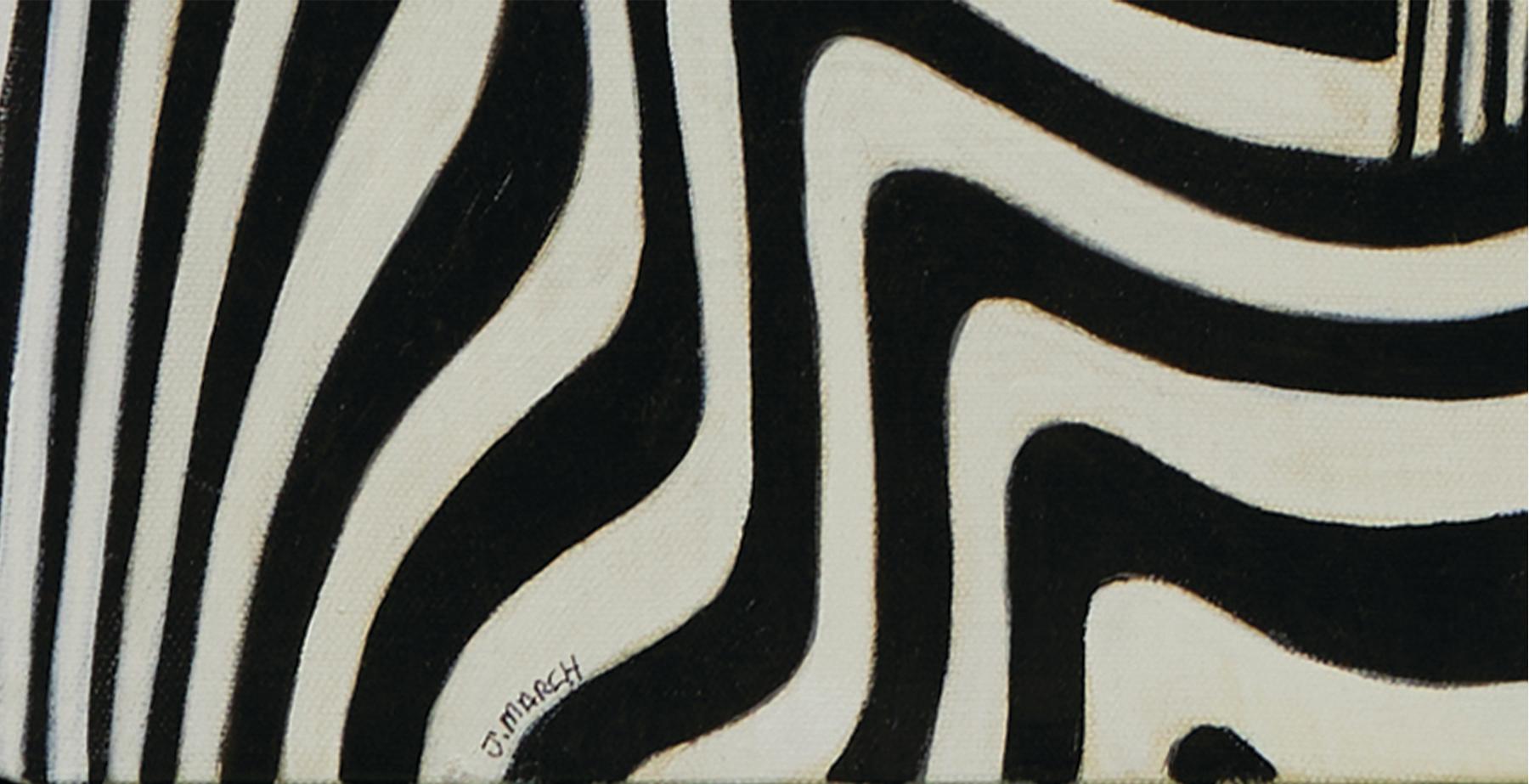 Black & White Abstract Geometrical Oil Painting, Late 20th Century Ohio Artist For Sale 2