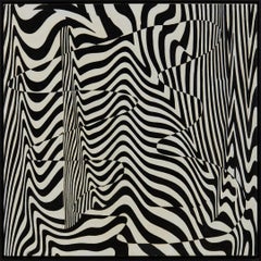 Black & White Abstract Geometrical Oil Painting, Late 20th Century Ohio Artist