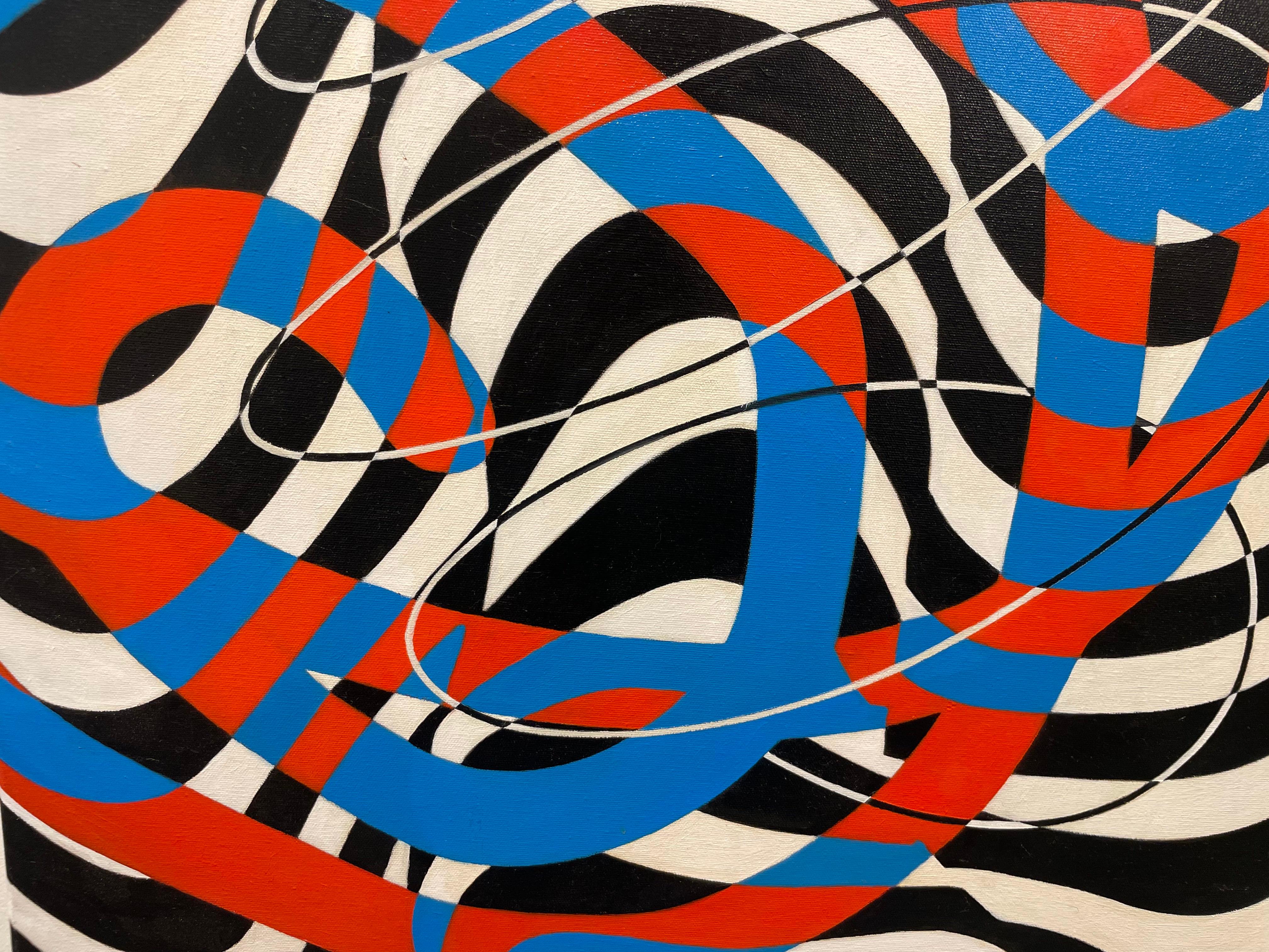 Pittura astratta geometrica colorata della fine del XX secolo di un artista dell'Ohio in vendita 5