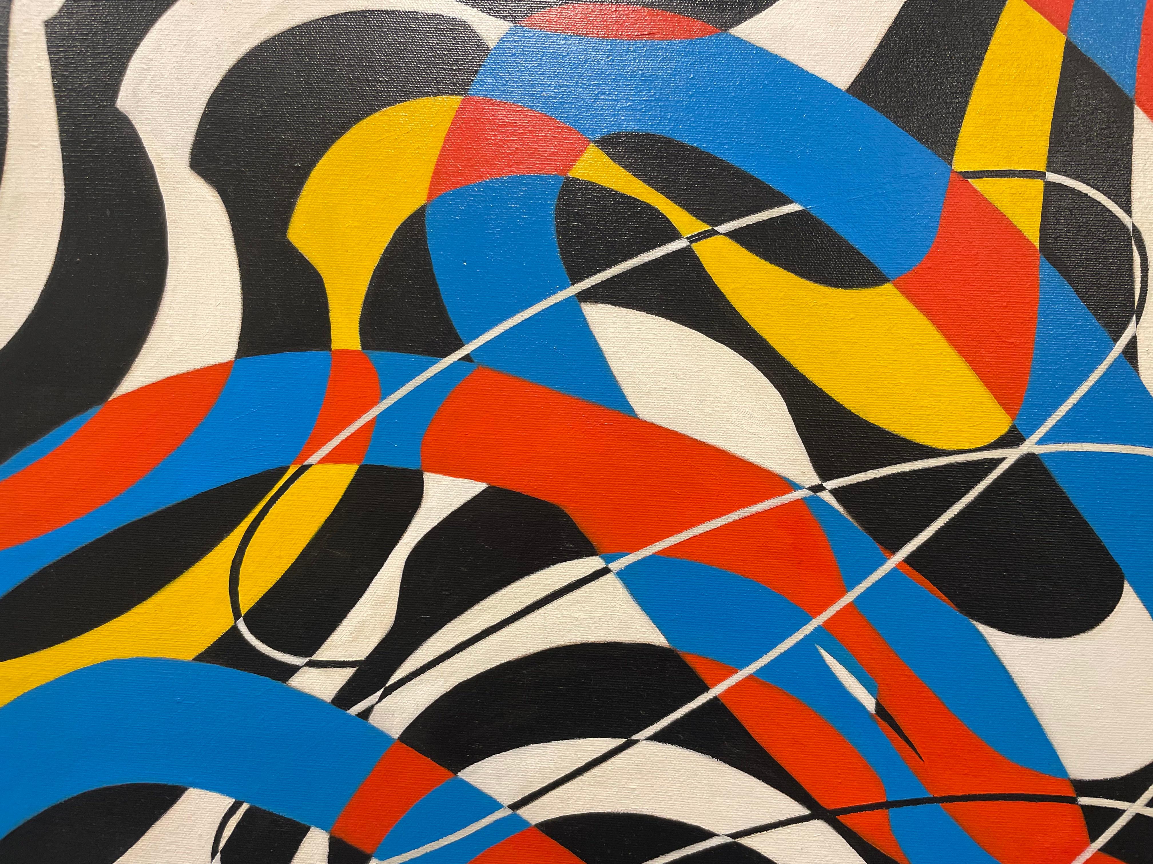 Pittura astratta geometrica colorata della fine del XX secolo di un artista dell'Ohio in vendita 2