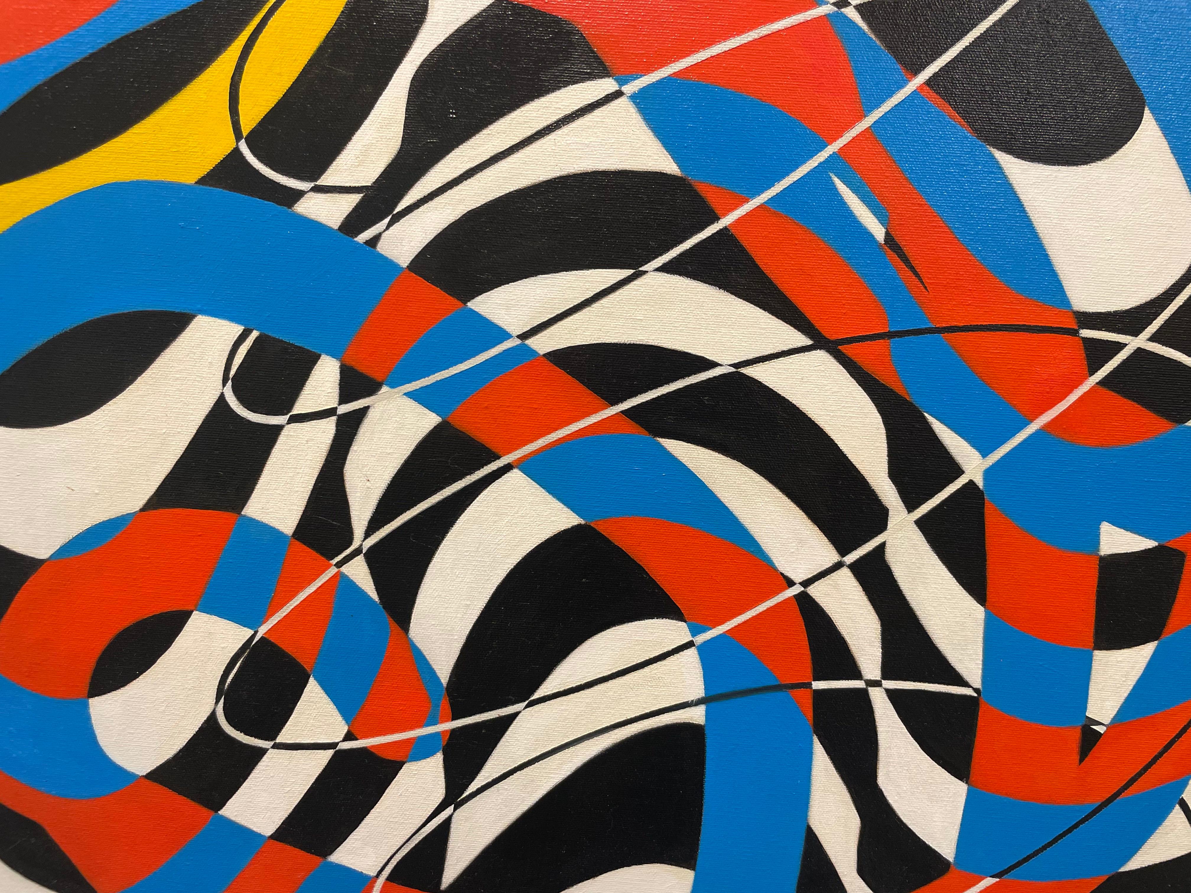 Pittura astratta geometrica colorata della fine del XX secolo di un artista dell'Ohio in vendita 3