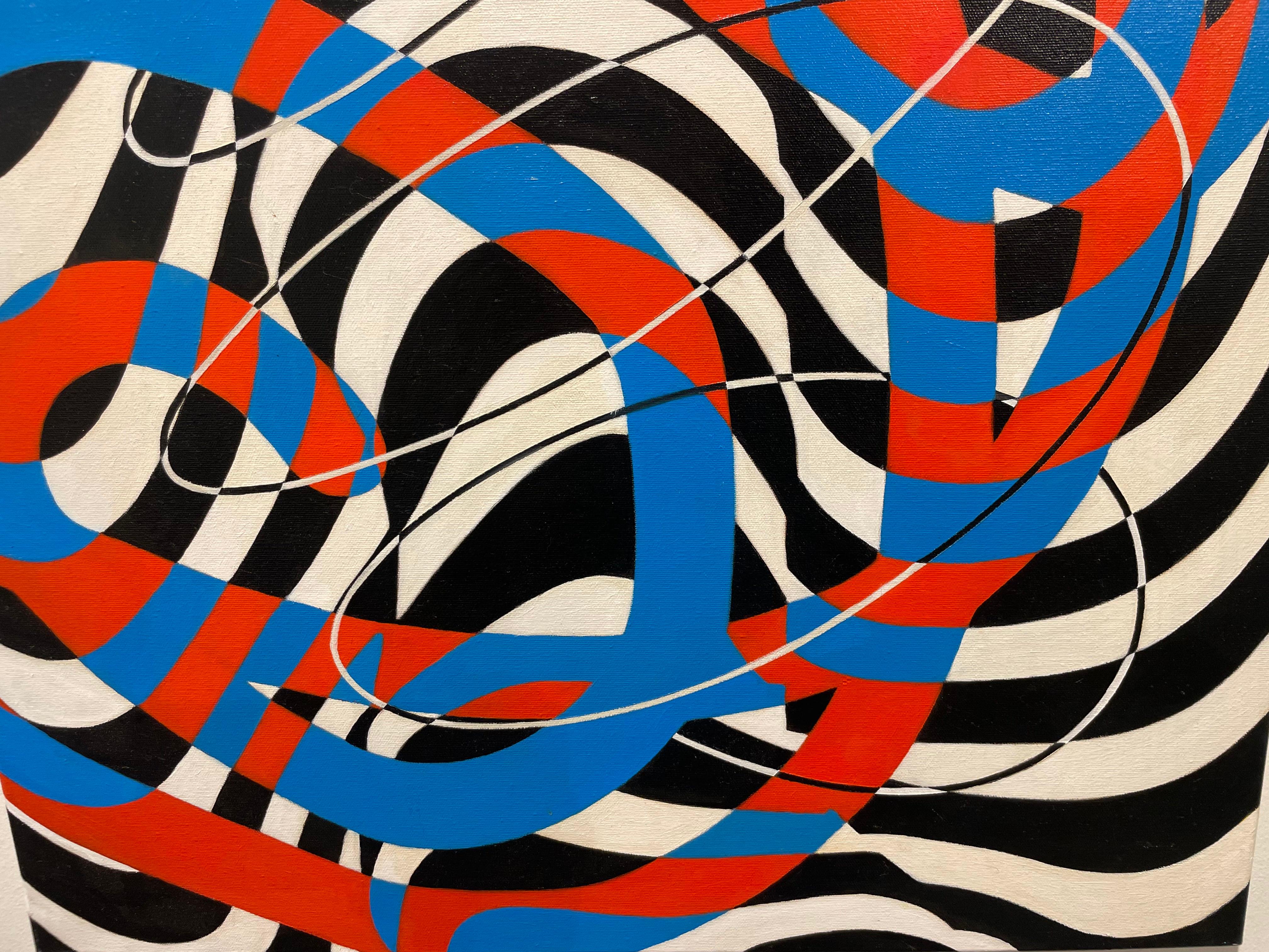 Pittura astratta geometrica colorata della fine del XX secolo di un artista dell'Ohio in vendita 4