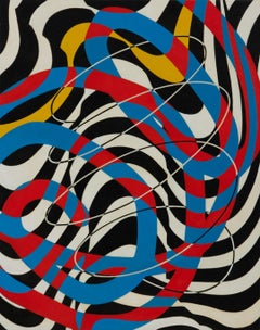 Colorful Abstract Geometrical Late 20th Century Painting by Ohio Artist
