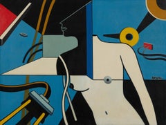Cosmic Woman, Late 20th Century Figurative Abstraction w/ Nude Woman