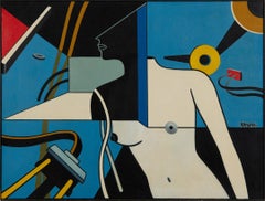 Donna cosmica, astrazione figurativa della fine del 20° secolo con donna nuda