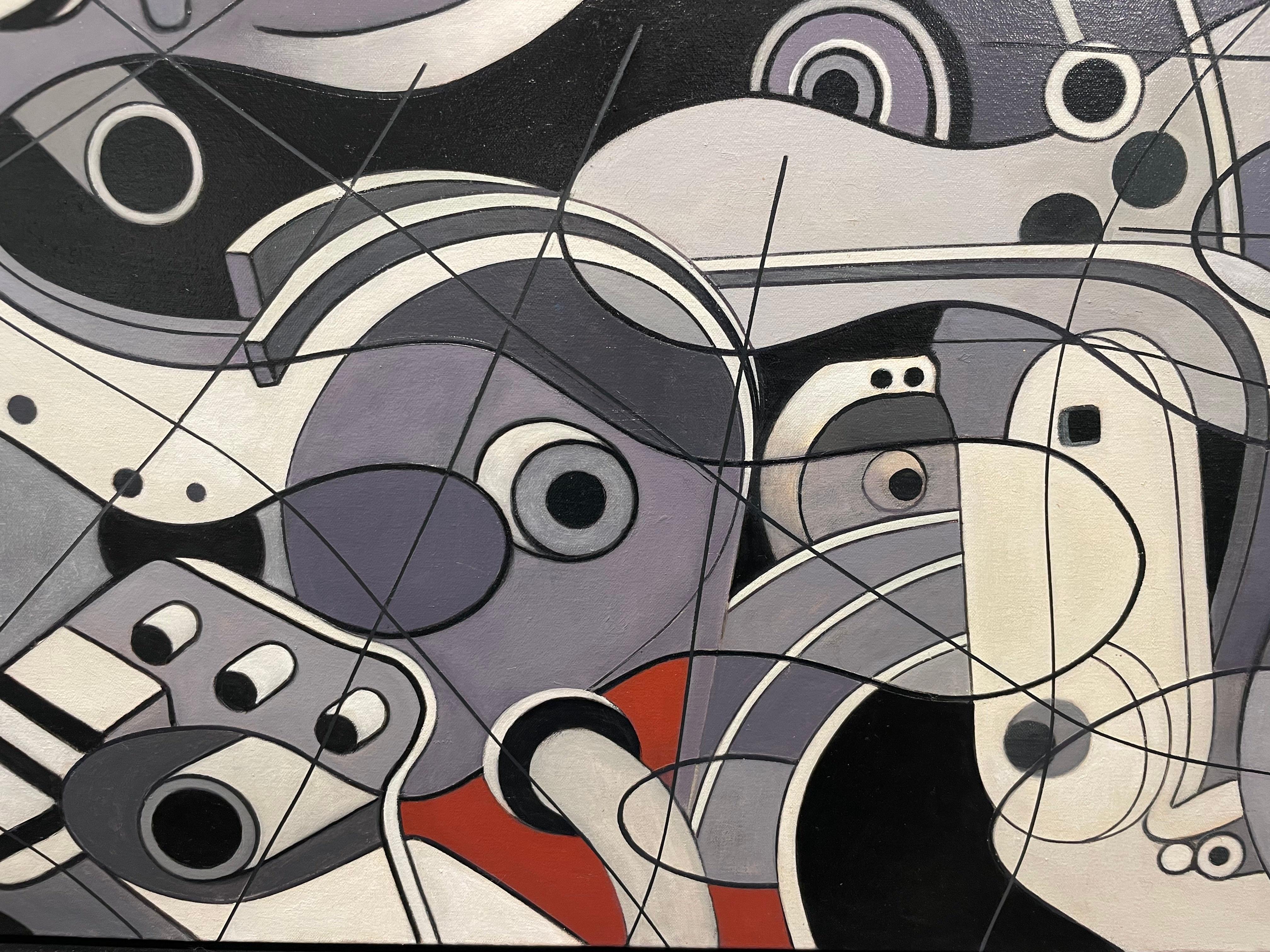 Pintura abstracta figurativa con engranajes de un motor, Artista de Ohio en venta 10