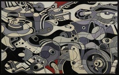 Pintura abstracta figurativa con engranajes de un motor, Artista de Ohio