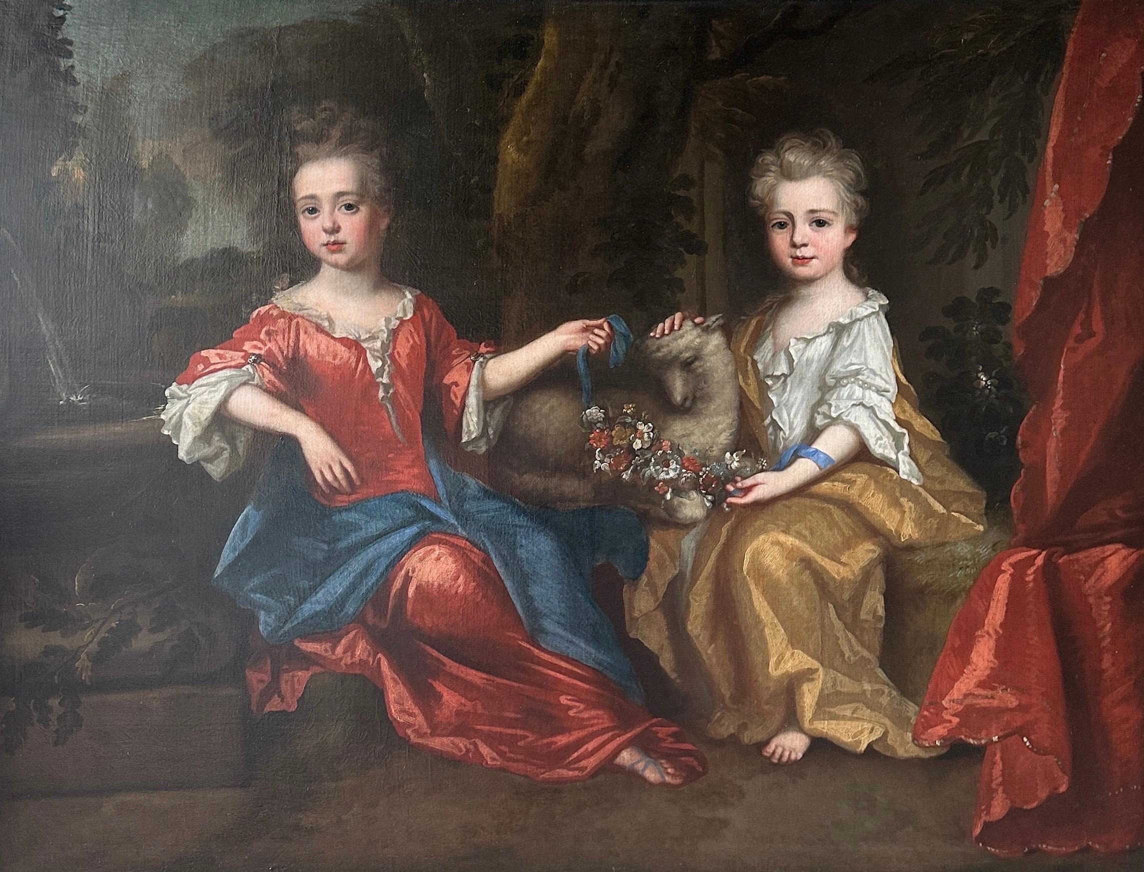  18th century portrait of sisters Lady Catherine and lady Jane Brydges - Painting by James Maubert