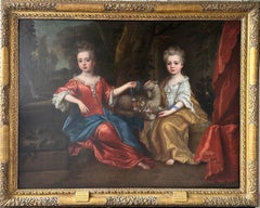 Antique  18th century portrait of sisters Lady Catherine and lady Jane Brydges