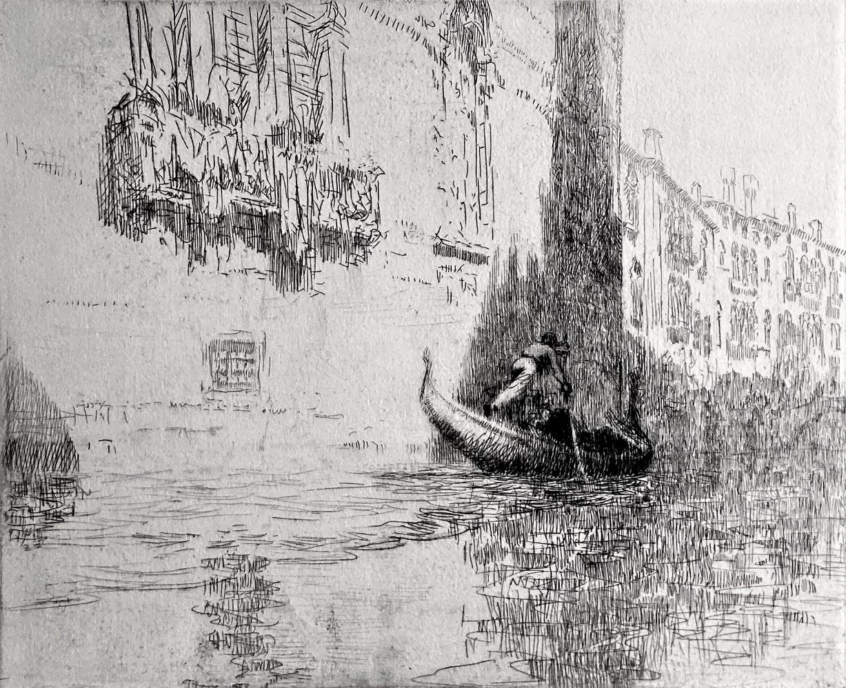 James McBey. Figurative Print - The Passing Gondola