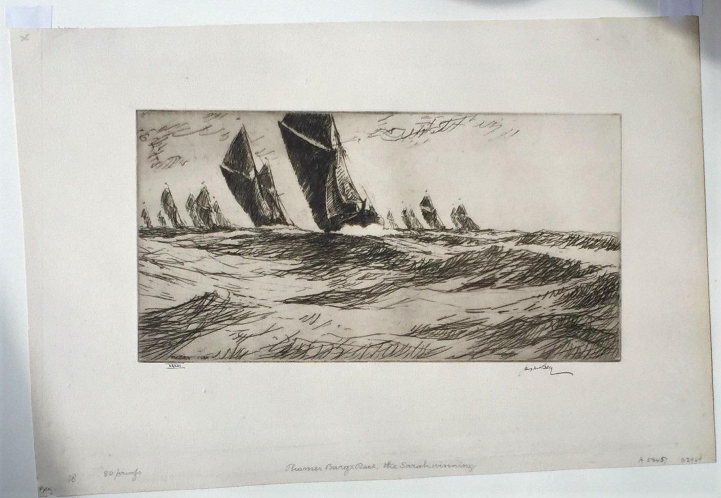 The Thames Barge Race:  the Sarah Winning - Print by James McBey.