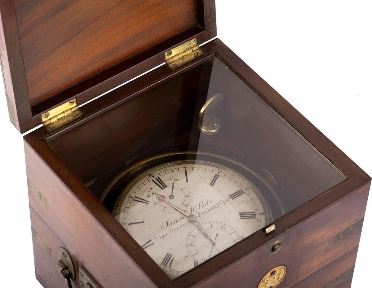 James McCabe Rare Marine Chronometer Eight Days Vintage Brass Silvered Dial 5
