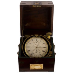 James McCabe Rare Marine Chronometer Eight Days Antique Brass Silvered Dial