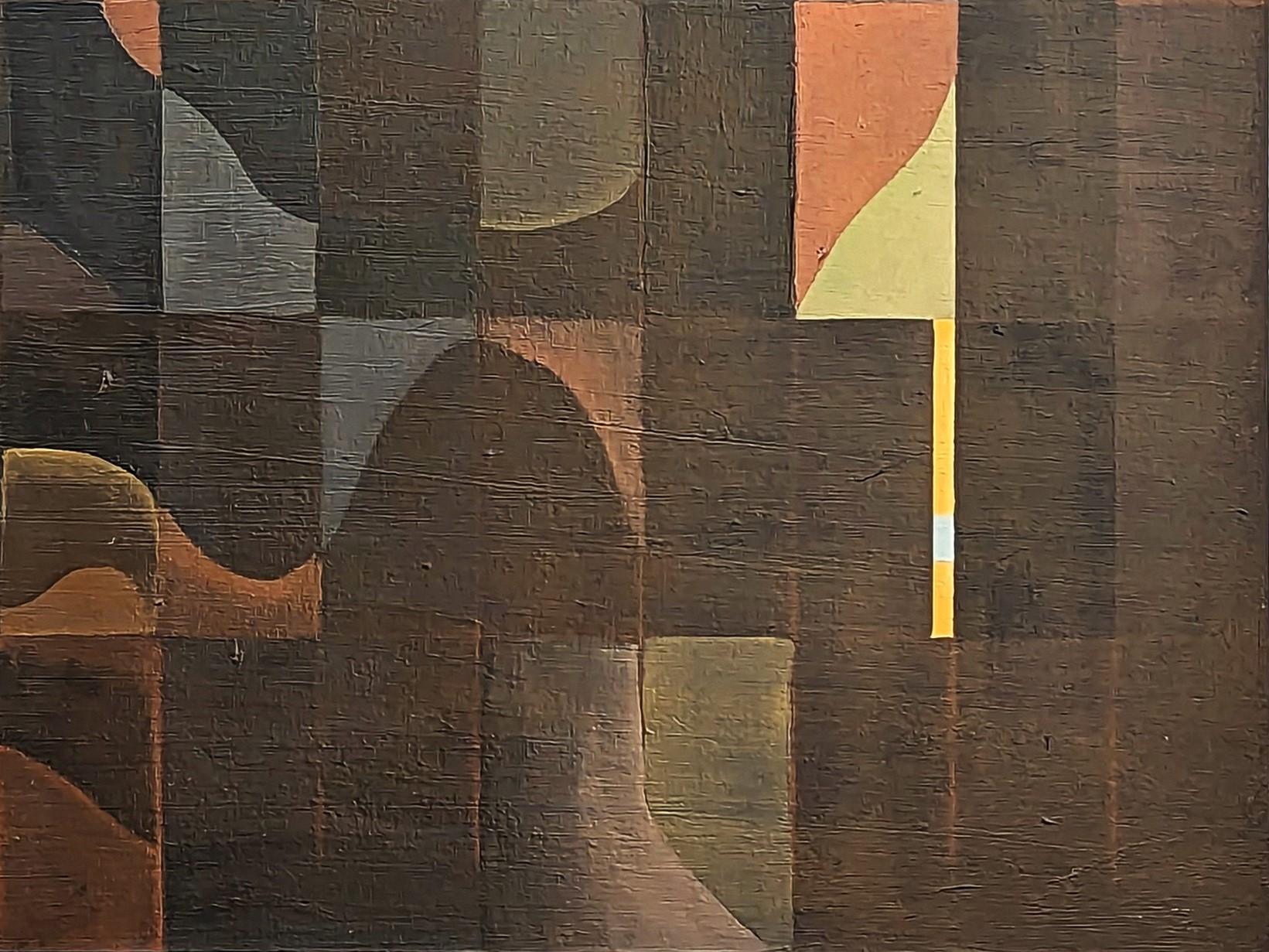 Zeitgenössisches, neutral getöntes, kubistisches, geometrisch-abstraktes Gemälde „Library“ im Angebot 2