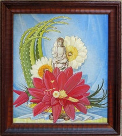 Untitled - Buddha with Aloe and Flowers