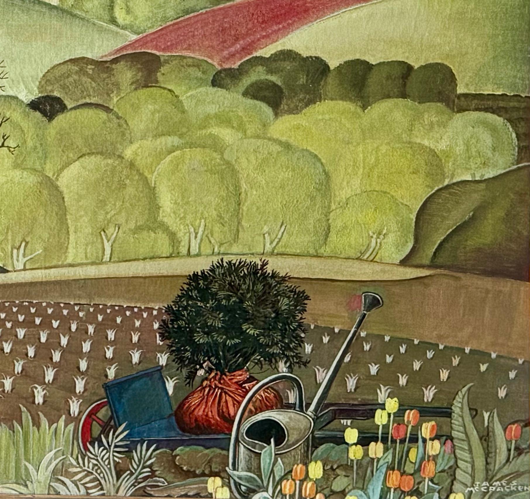 WPA Landschaft Amerikanische Szene Sozialrealismus Mitte des 20. Jahrhunderts Moderne Bauern rurale Landschaft (Amerikanische Moderne), Painting, von James McCracken