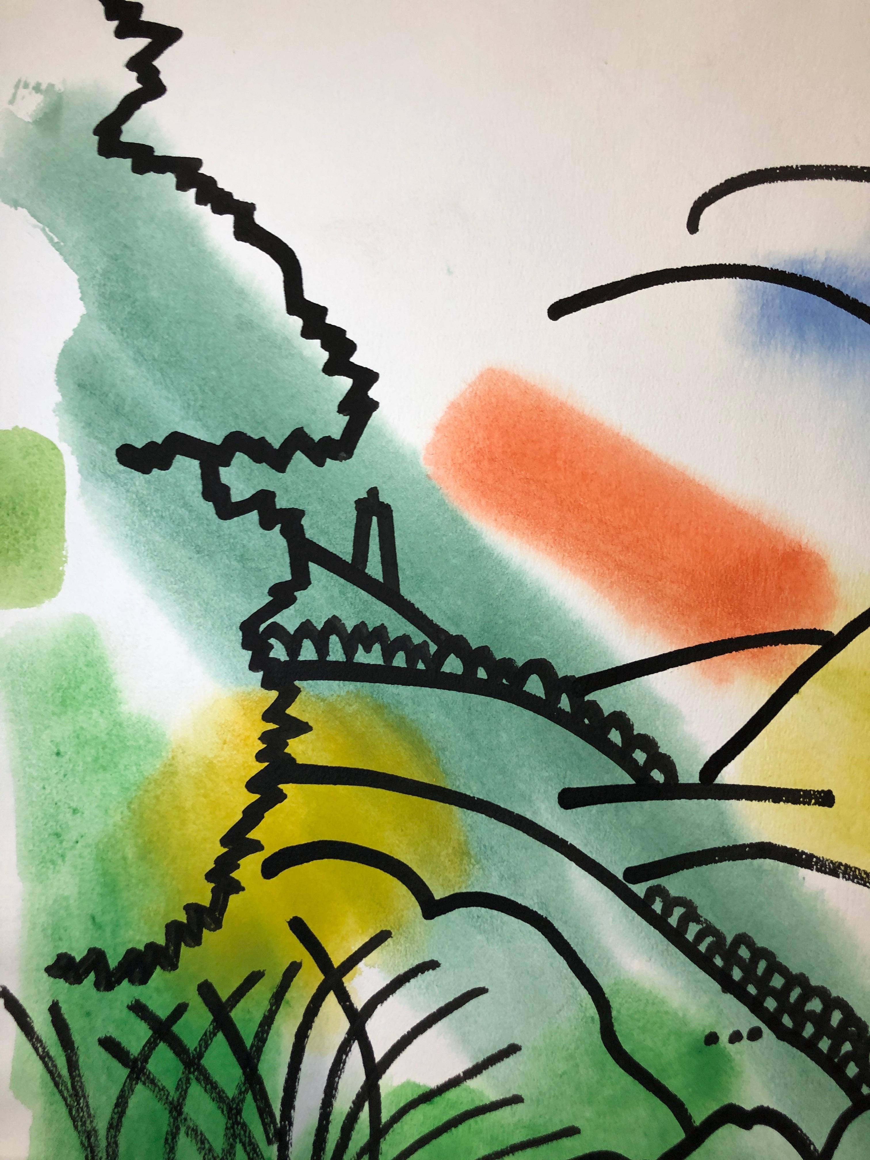 Peinture de paysage d'un artiste de la région de la baie « View of the Bay »:: 1976 1