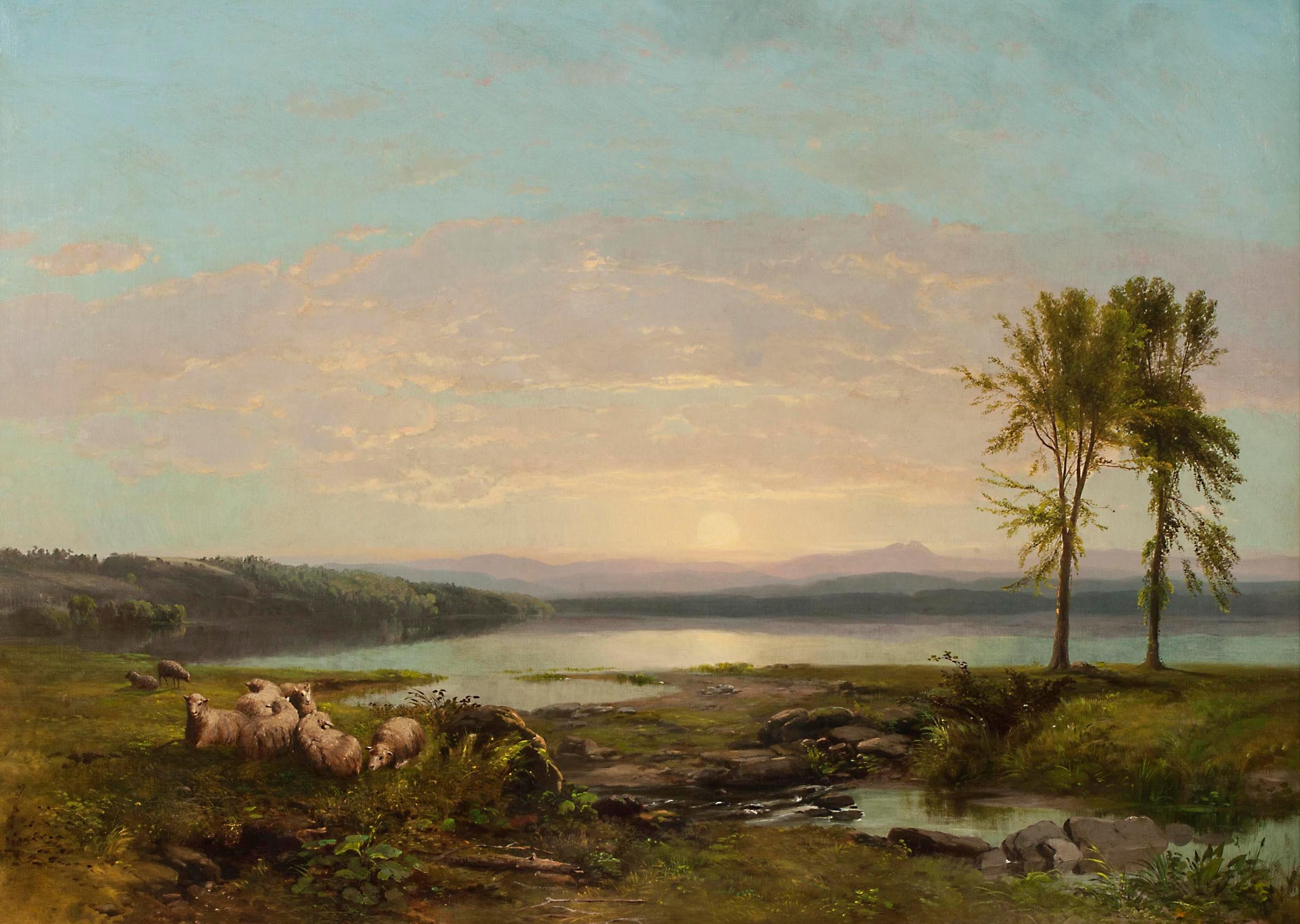 View of Lake Champlain, c. 1857 by James MacDougal Hart (American: 1828–1901) - Painting by James McDougal Hart