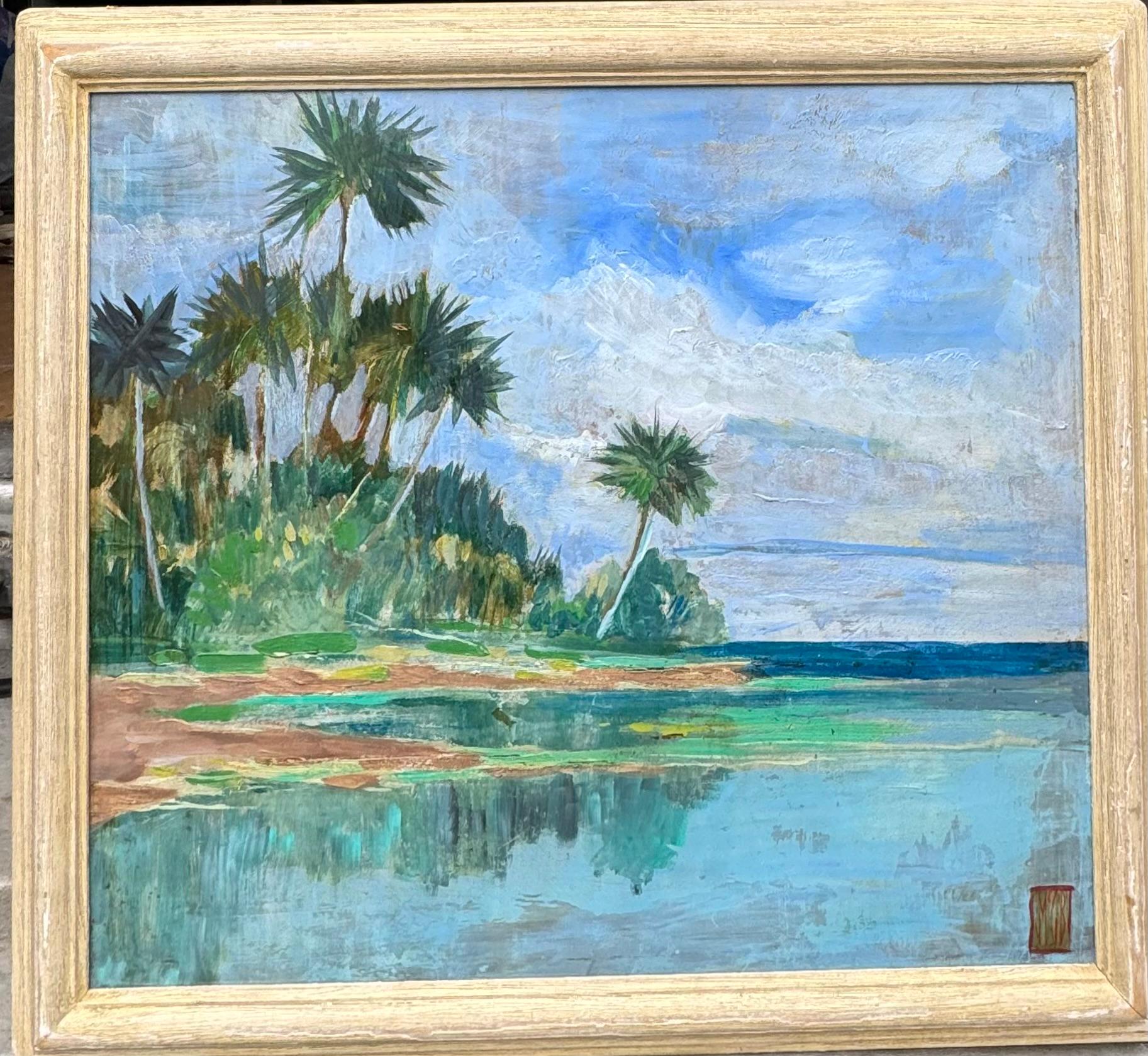 1940’s Florida Impressionist Beach Scene Artist Federal Housing Commission - Painting by james mcgibbon brown