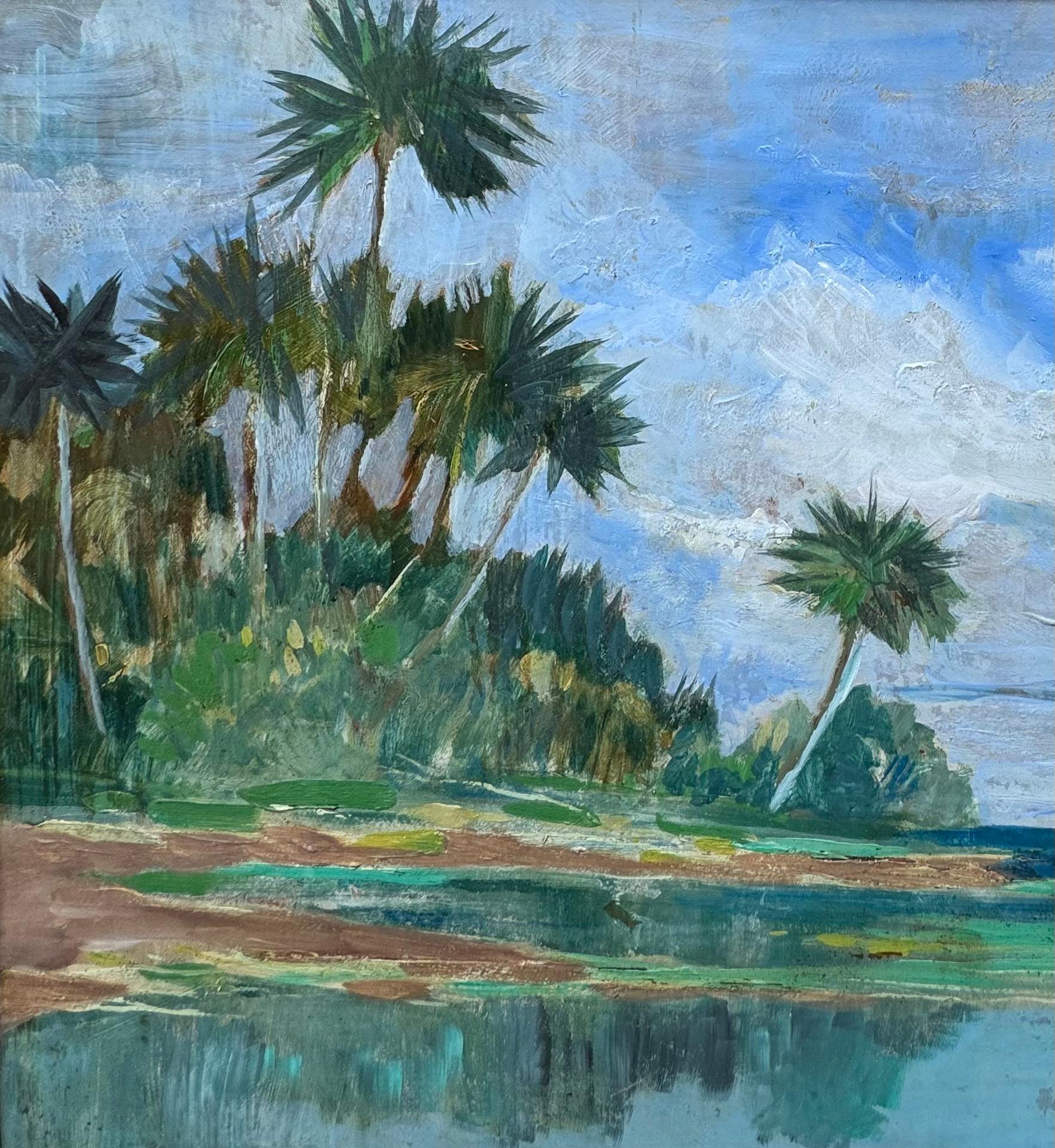 1940’s Florida Impressionist Beach Scene Artist Federal Housing Commission - Brown Landscape Painting by james mcgibbon brown