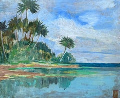 1940 Florida Artista impressionista scena di spiaggia Federal Housing Commission