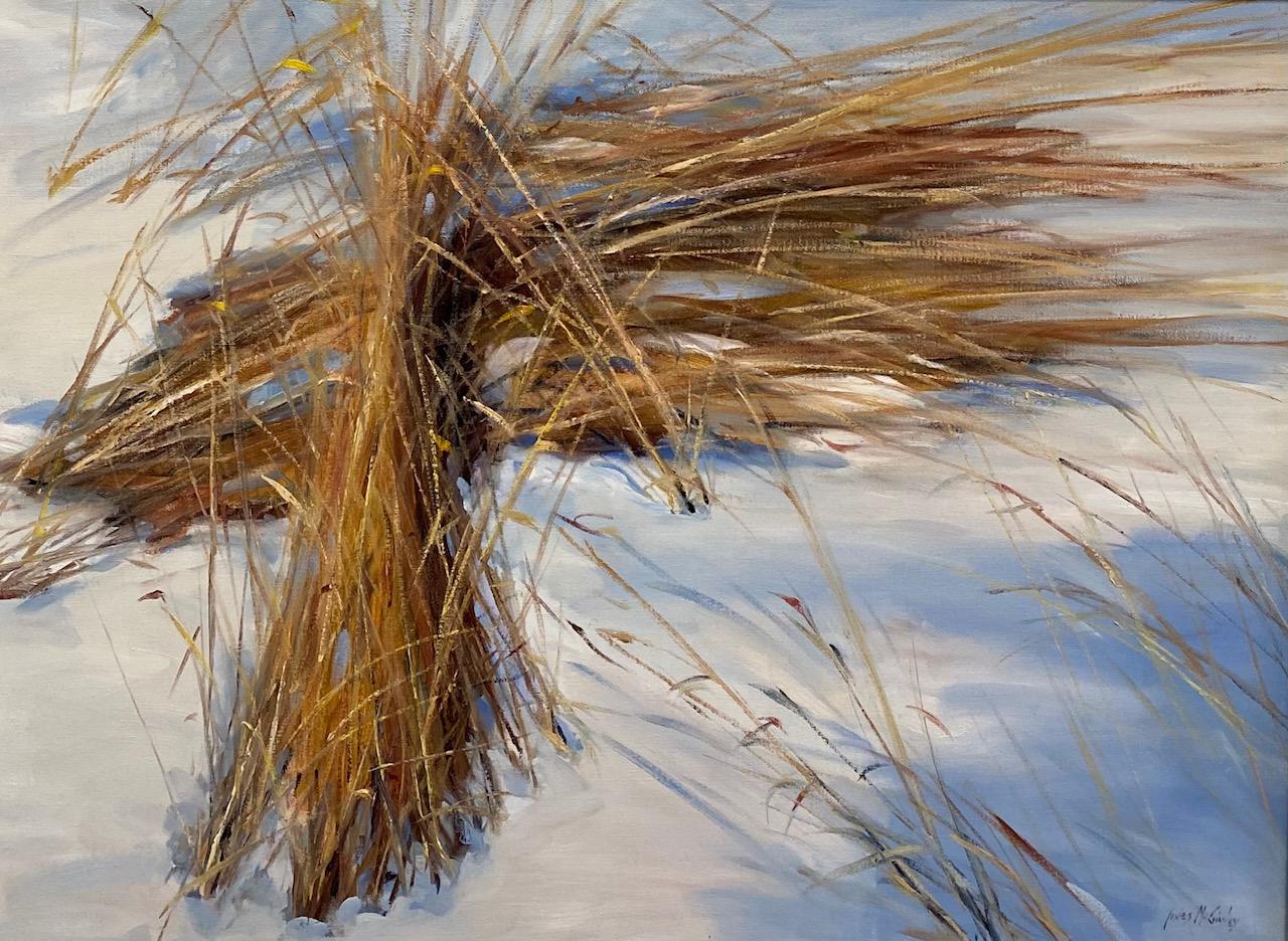 Grain in Snow II, original 30x40 contemporary landscape - Painting by James McGinley