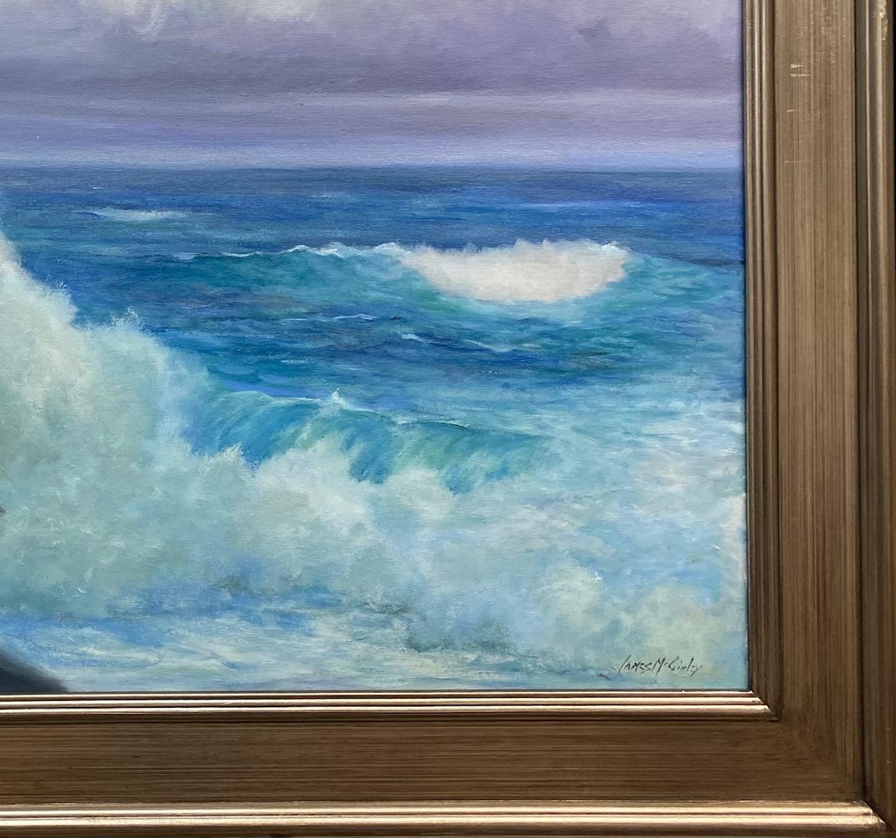 Surf e sole, paesaggio marino impressionista originale in vendita 2
