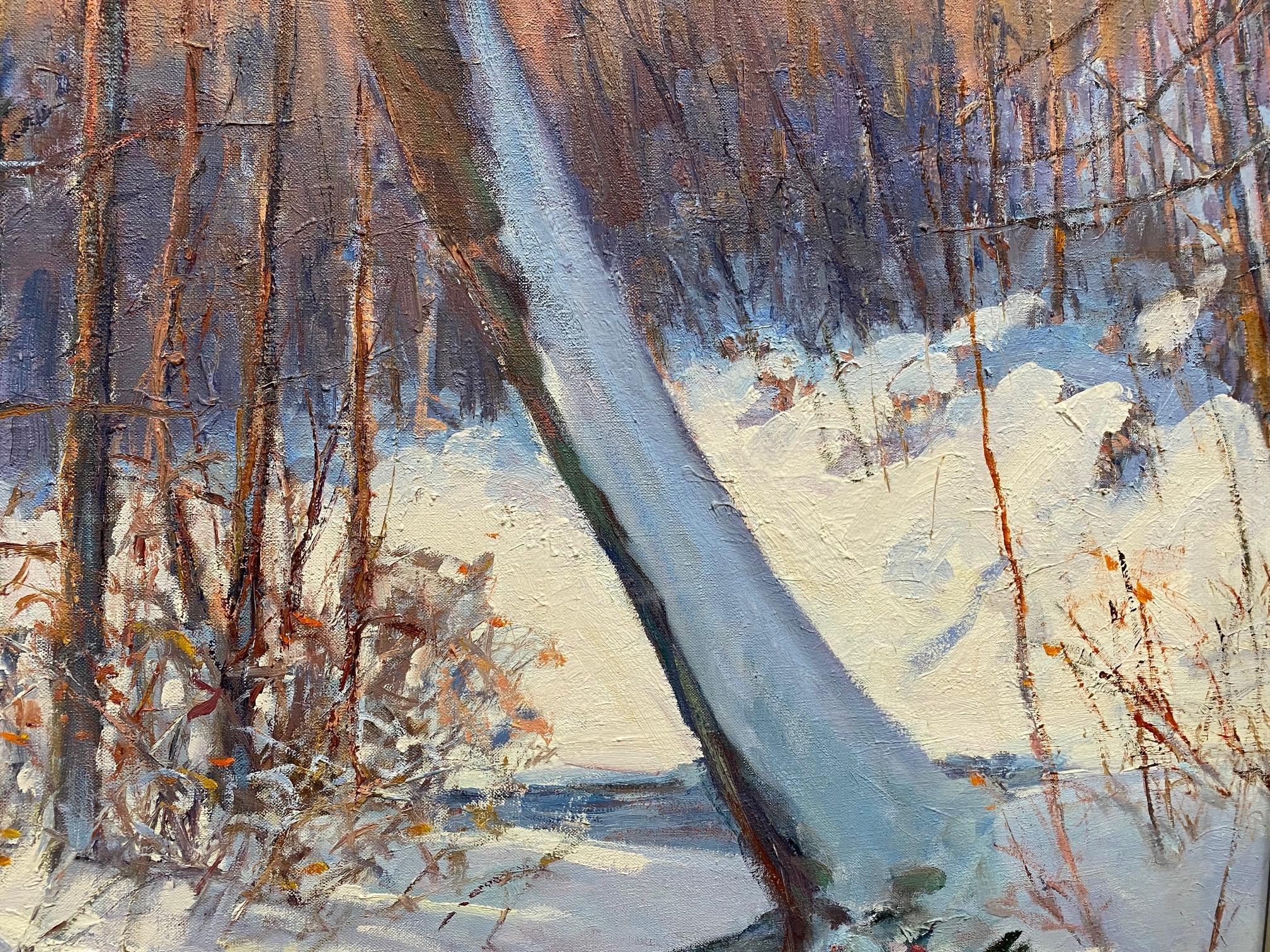 Winter Sunlight, original 30x36 impressionist landscape - Impressionist Painting by James McGinley
