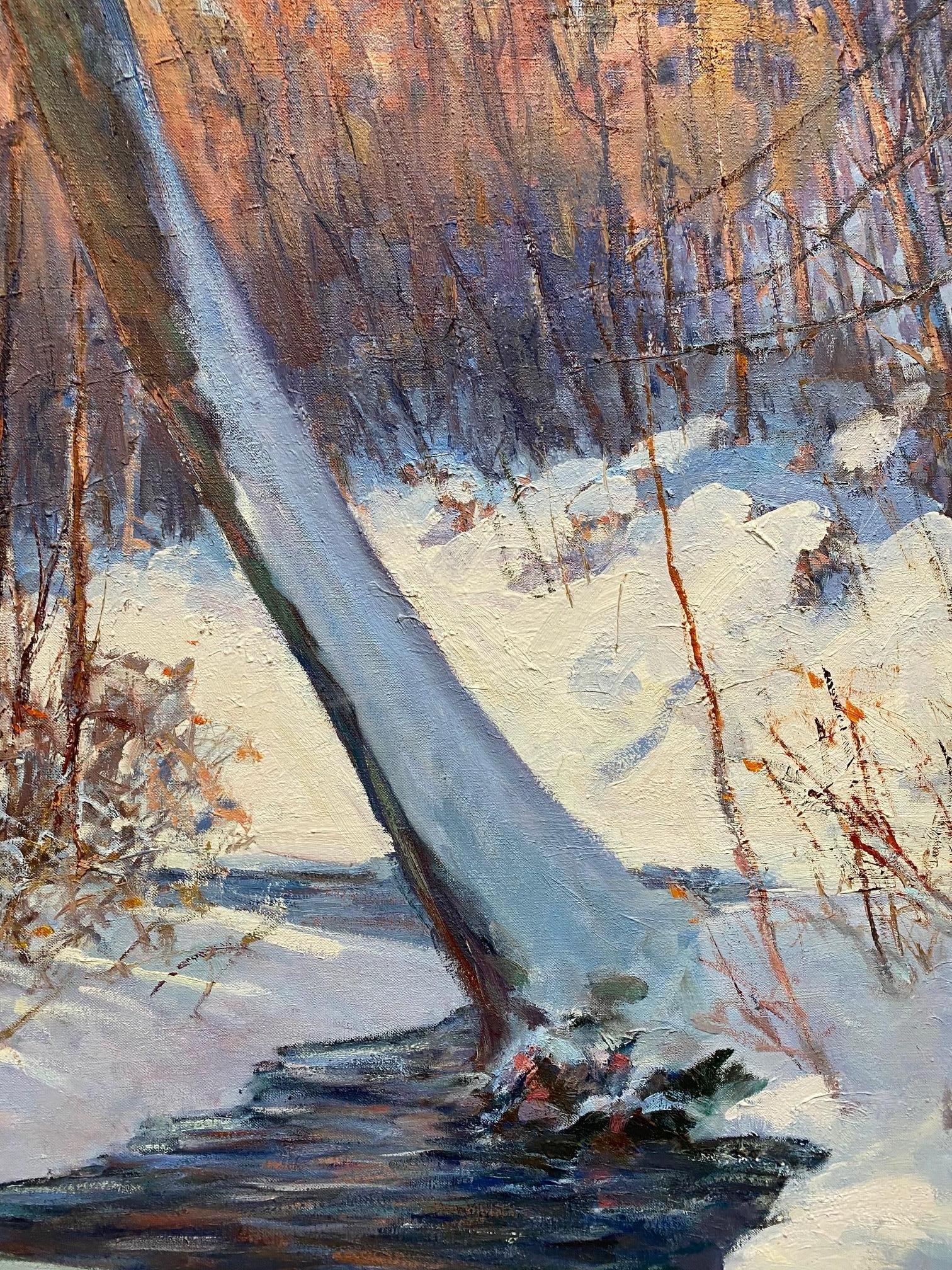 Winter Sunlight, original 30x36 impressionist landscape For Sale 2