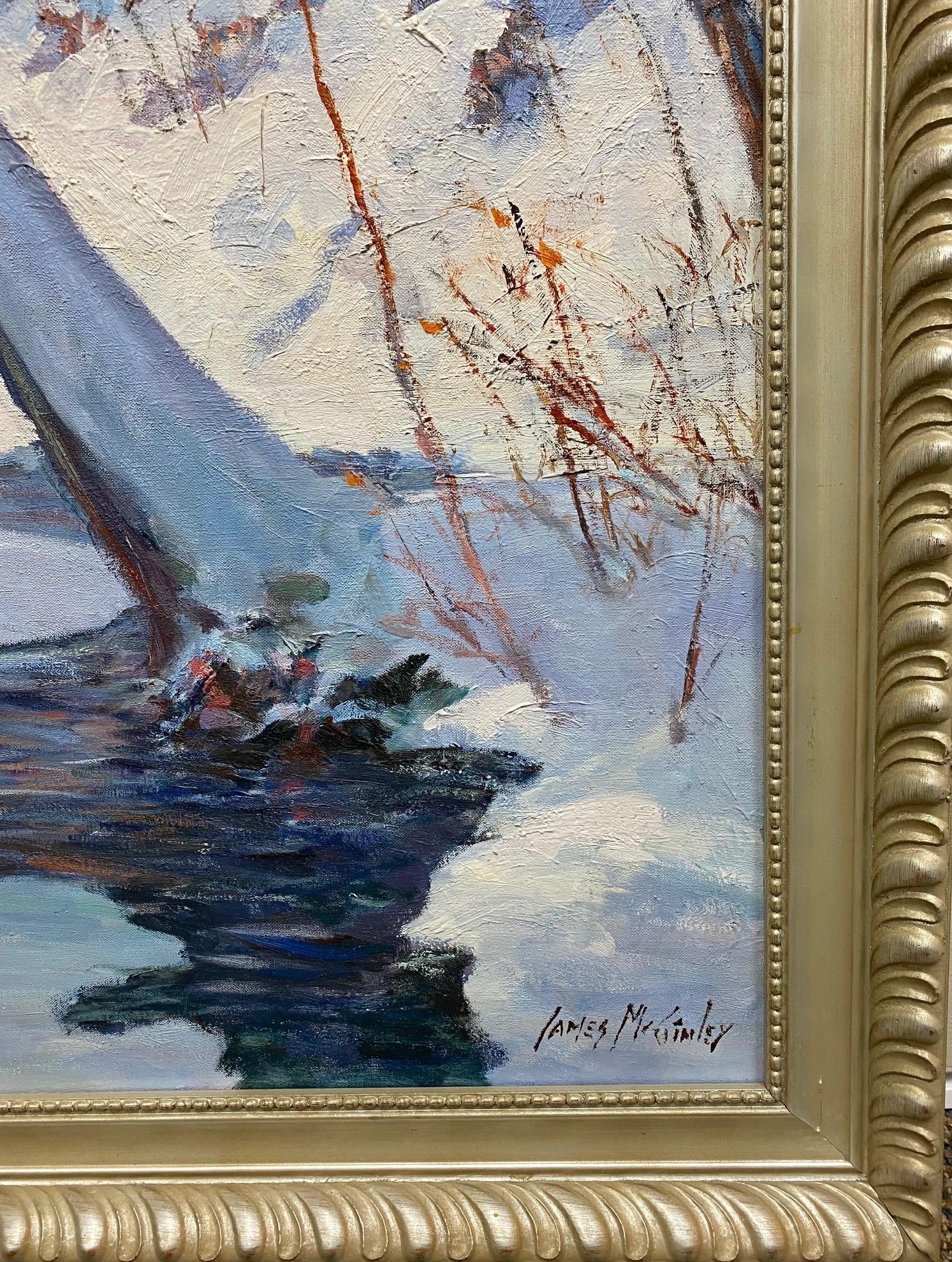Winter Sunlight, original 30x36 impressionist landscape For Sale 3