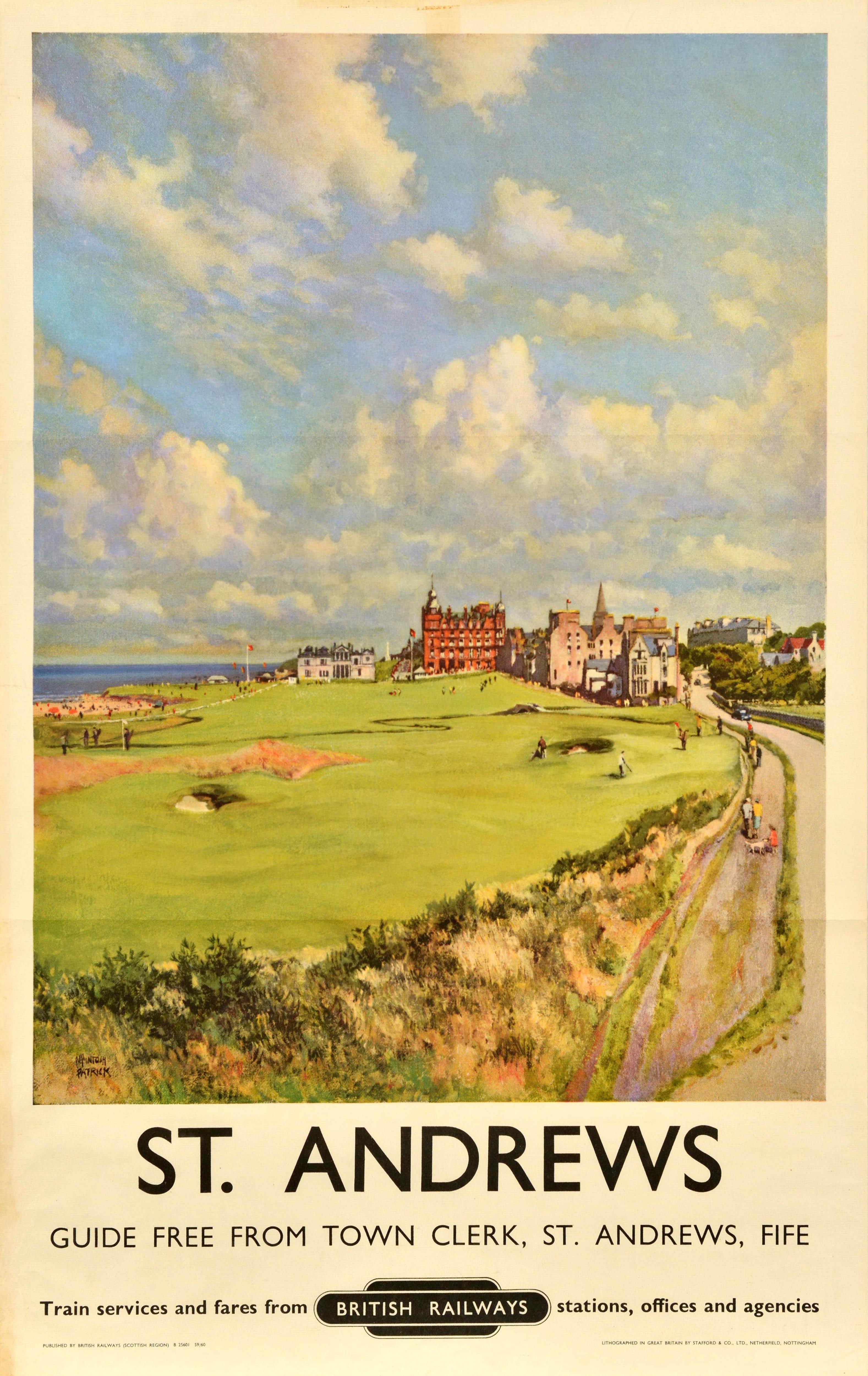 Print James McIntosh Patrick - Original Vintage British Railways Train Travel Poster St Andrews Golf Scotland