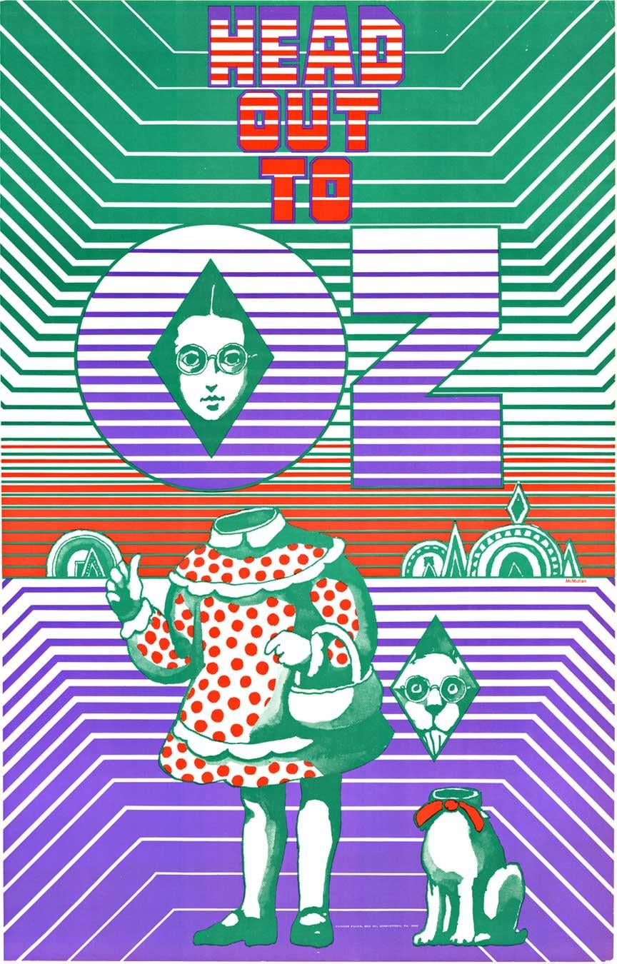 James McMullan Print – Return to Oz, psychedelisches Pop-Art-Vintage-Poster aus dem Jahr 1967