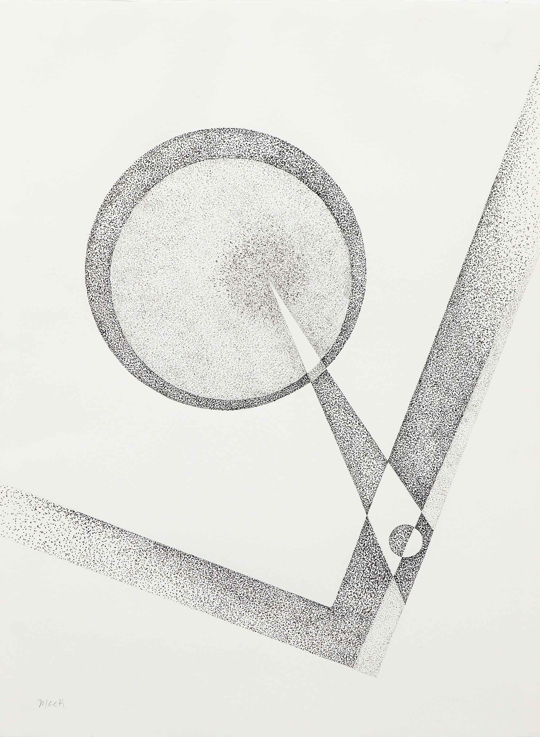 Abstrakte Bleistift- und Bleistiftzeichnung, spitz zulaufende geometrische Formen, Taos Künstler – Art von James Meek