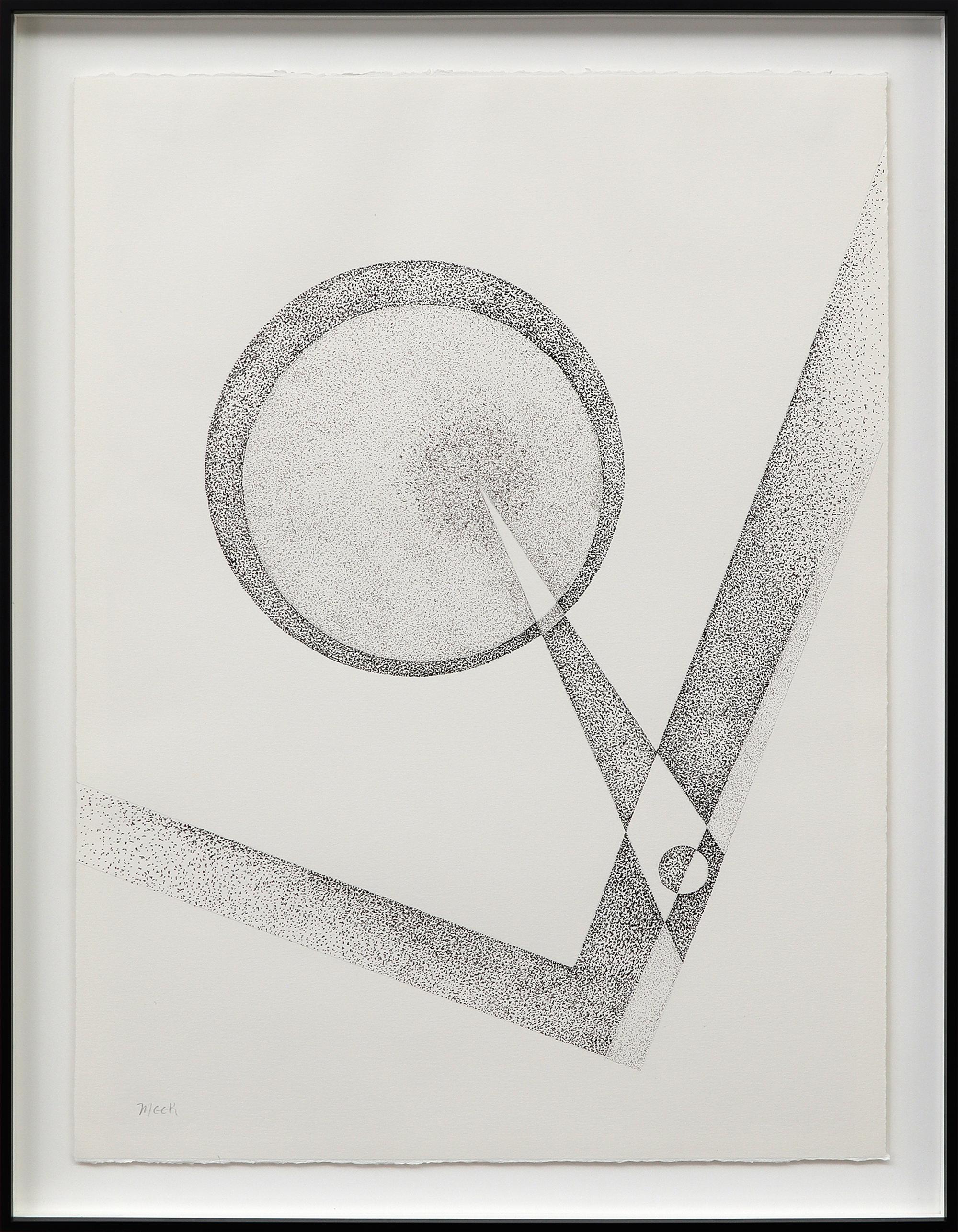 James Meek Figurative Art – Abstrakte, pointillistische Bleistift- und Bleistiftzeichnung, geometrische Formen des Künstlers Taos