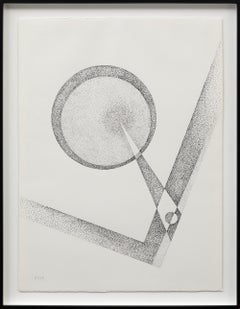 Dibujo Abstracto Puntillista a Pluma y Lápiz, Formas Geométricas por Artista de Taos