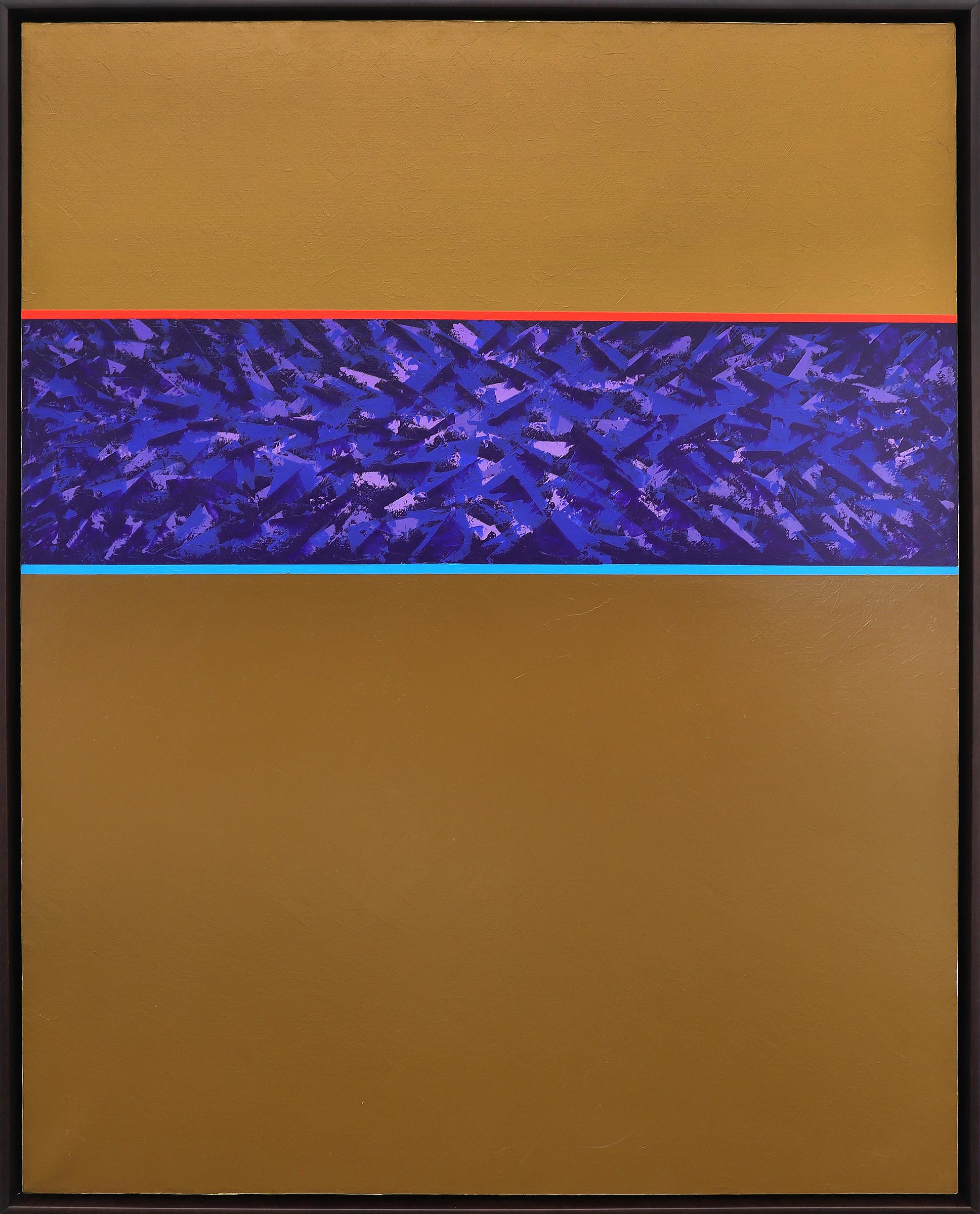 1975 Taos New Mexico Mid-Century Modern Pittura ad olio verticale astratta - Painting di James Meek