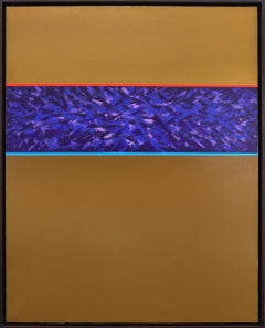 1975 Taos New Mexico Mid-Century Modern Abstract Vertical Oil Painting