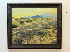 Retro James Merriam (1880-1951) Flowering Desert Landscape Painting