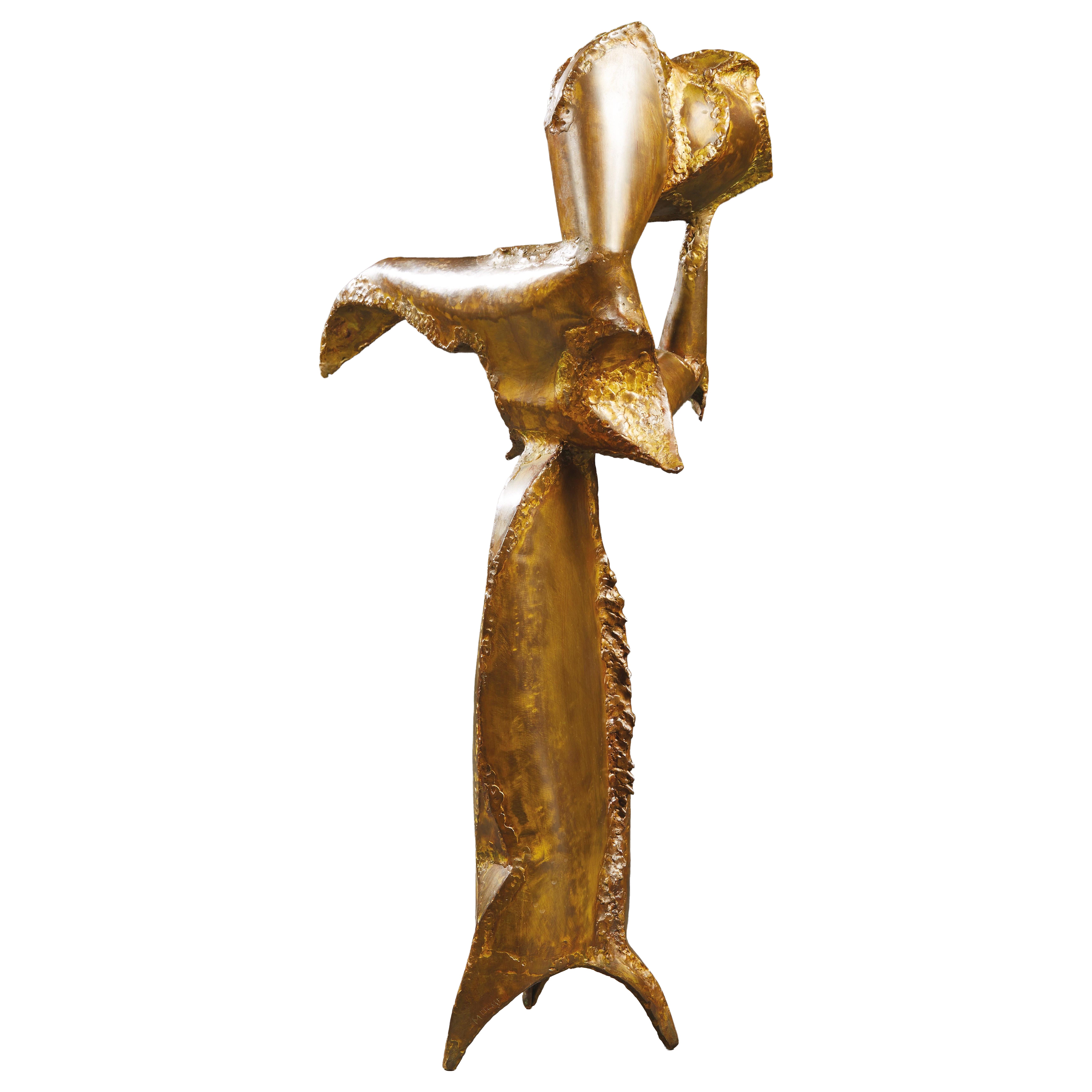 James Metcalf, Welded Metal Sculpture of a Masked Woman, circa 1960 For Sale