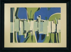 Modern Blue & Green Abstract Silkscreen, James Edward Michalski Edition of 10