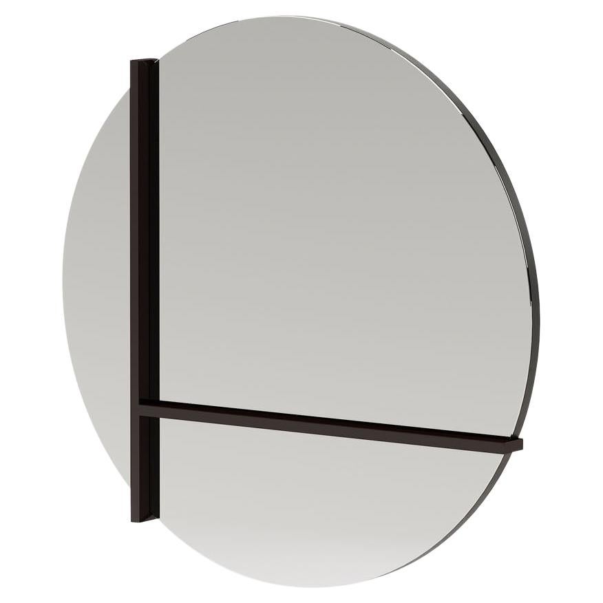 Contemporary circular wall or console mirror with metallic accents by Laskasas For Sale