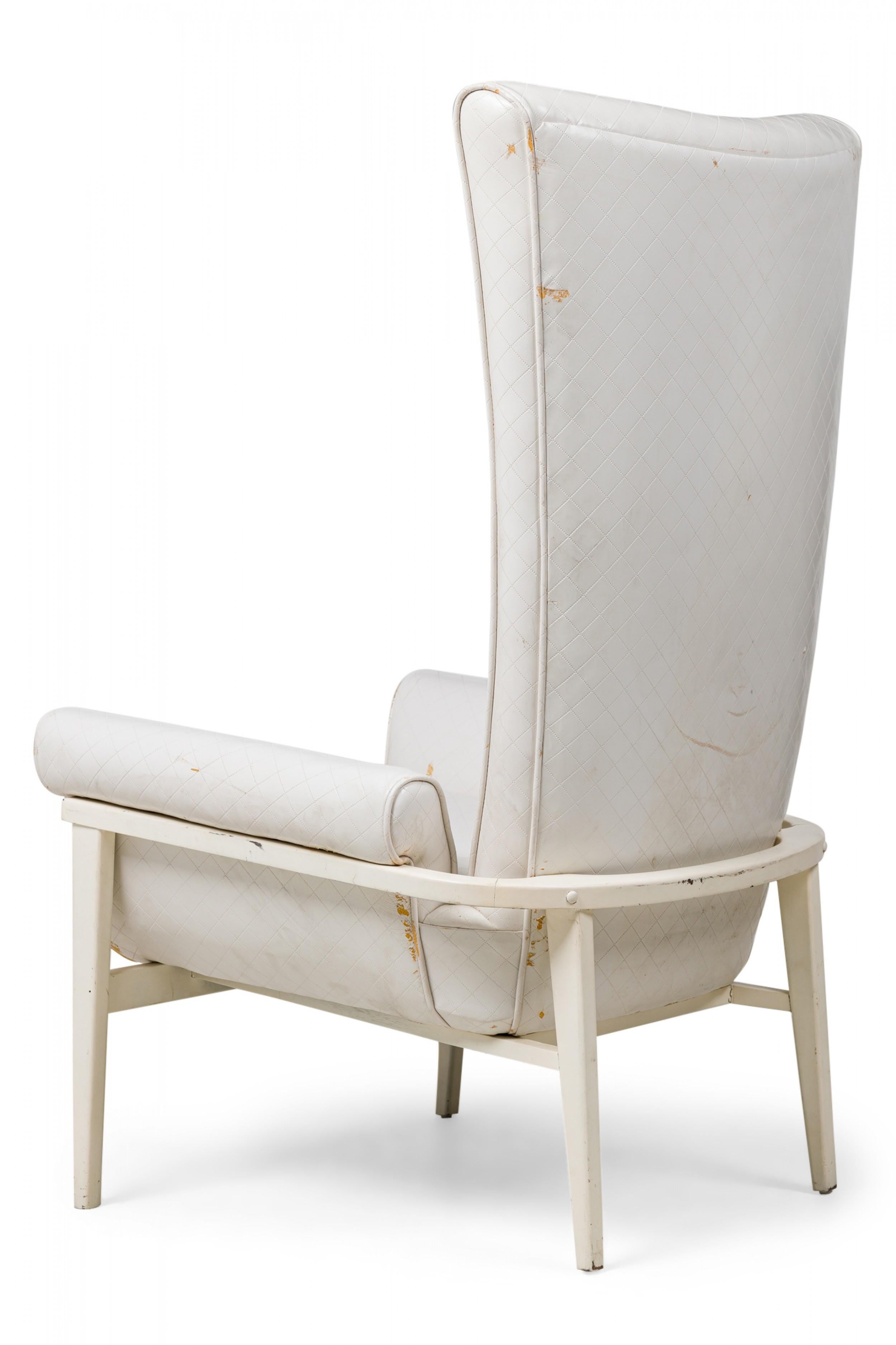 James Mont American High Back, Button Tufted White Lacquered Lounge/Armchair In Good Condition For Sale In New York, NY