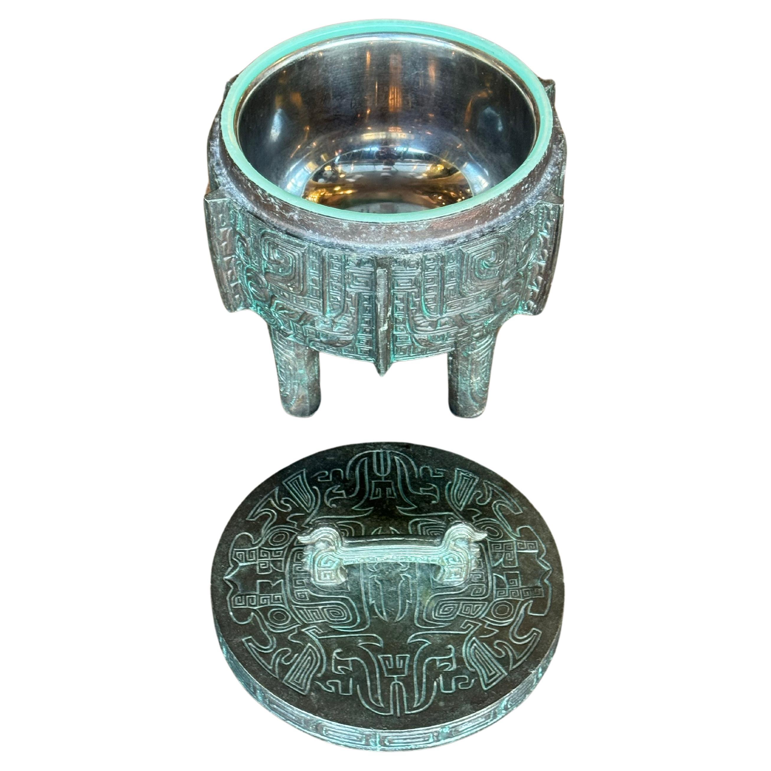 Chinoiserie James Mont Asian Chinese Verdigris Ice Bucket