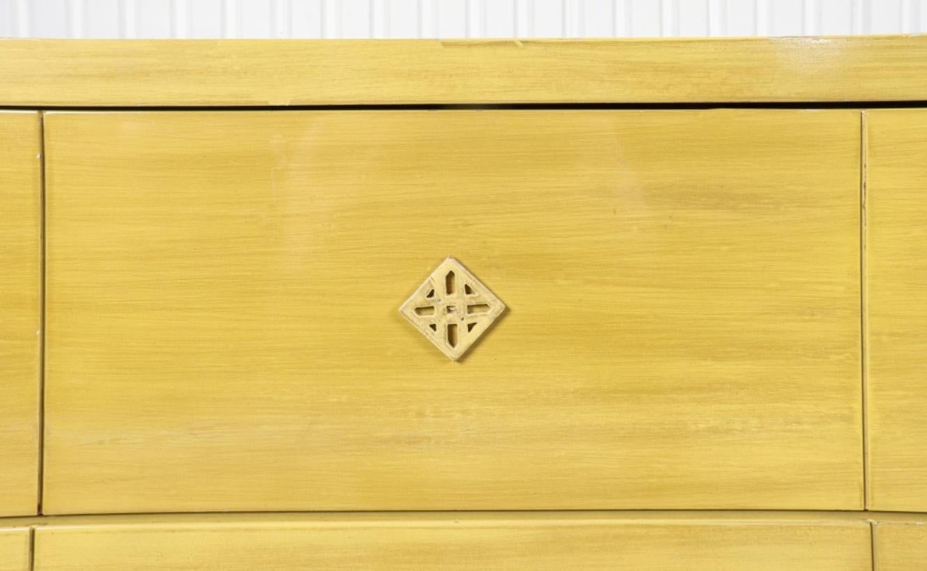 Carved James Mont  Asian Modern Painted Chest of Drawers